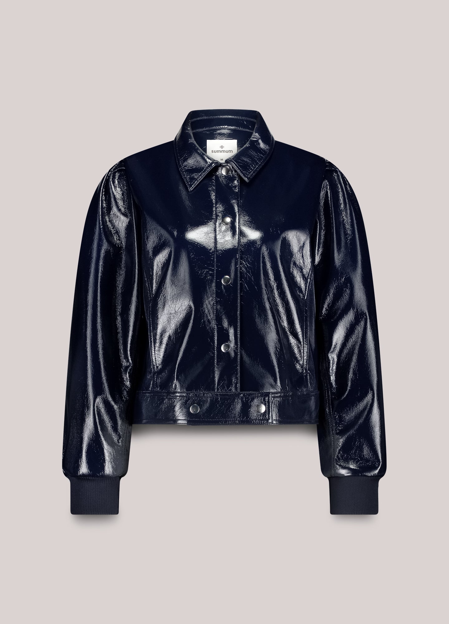 Lackjacke mit Puffärmel
