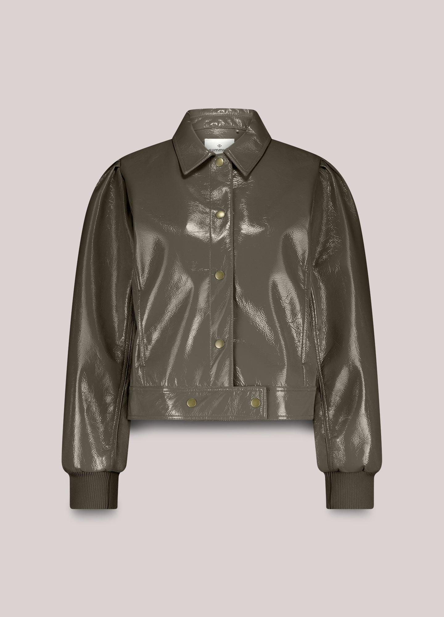 Lackjacke mit Puffärmel