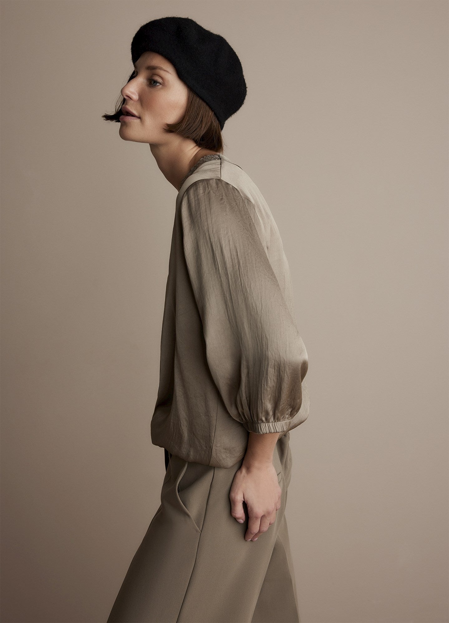 Hammered satin top