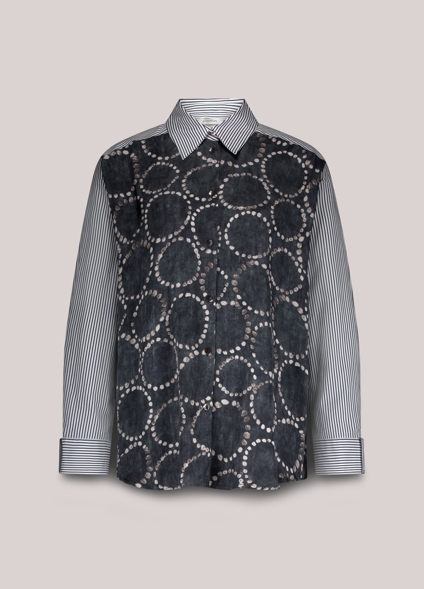 Overhemdblouse stoffenmix