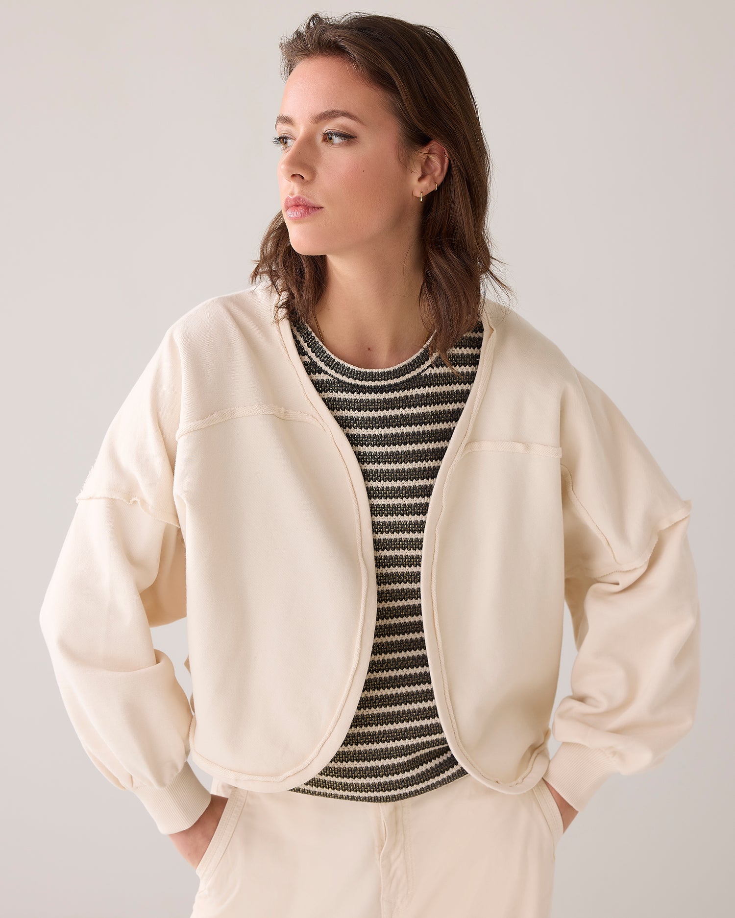 Cropped sweat jacket