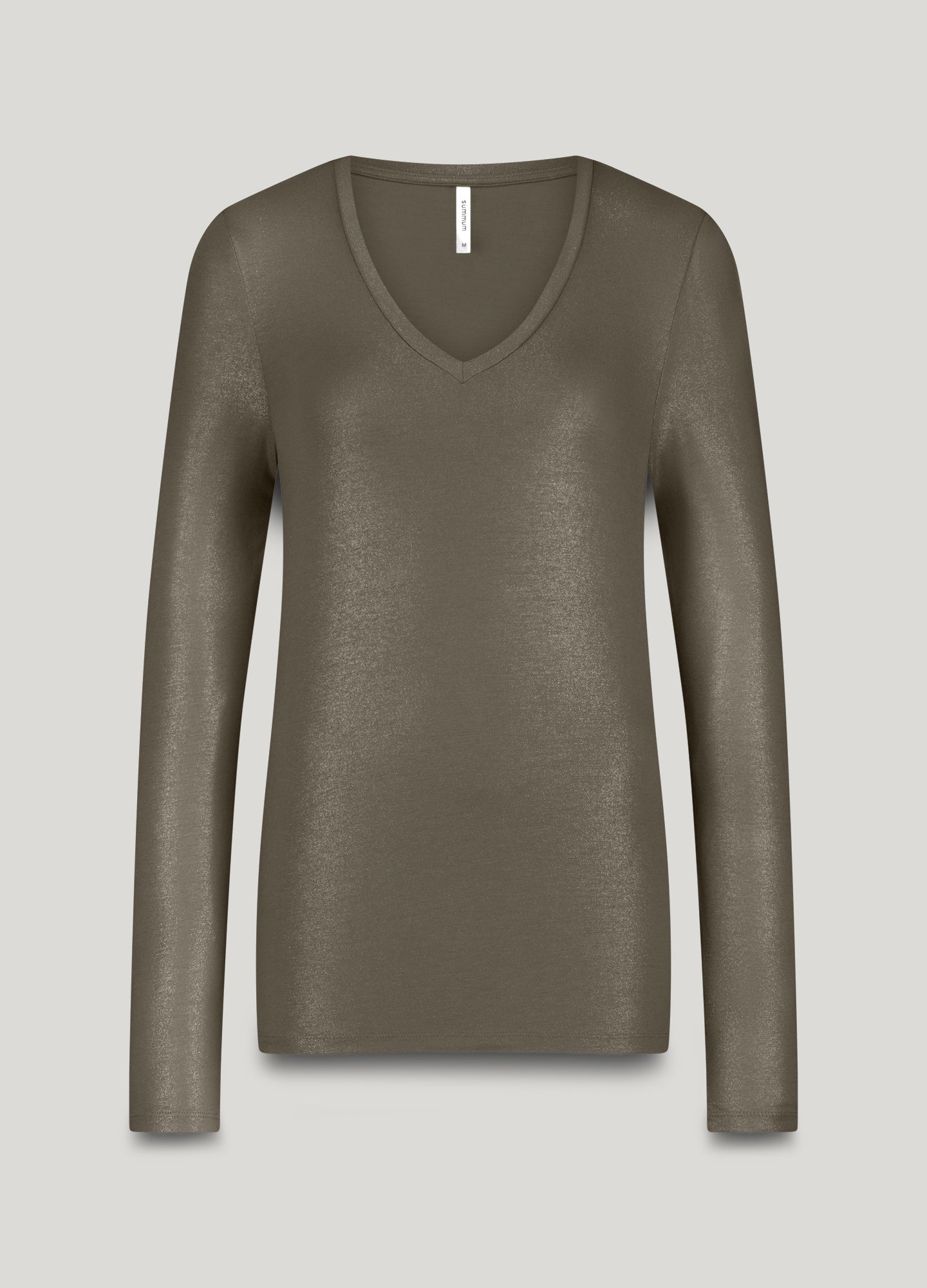 Glänzendes Longsleeve mit V-Ausschnitt