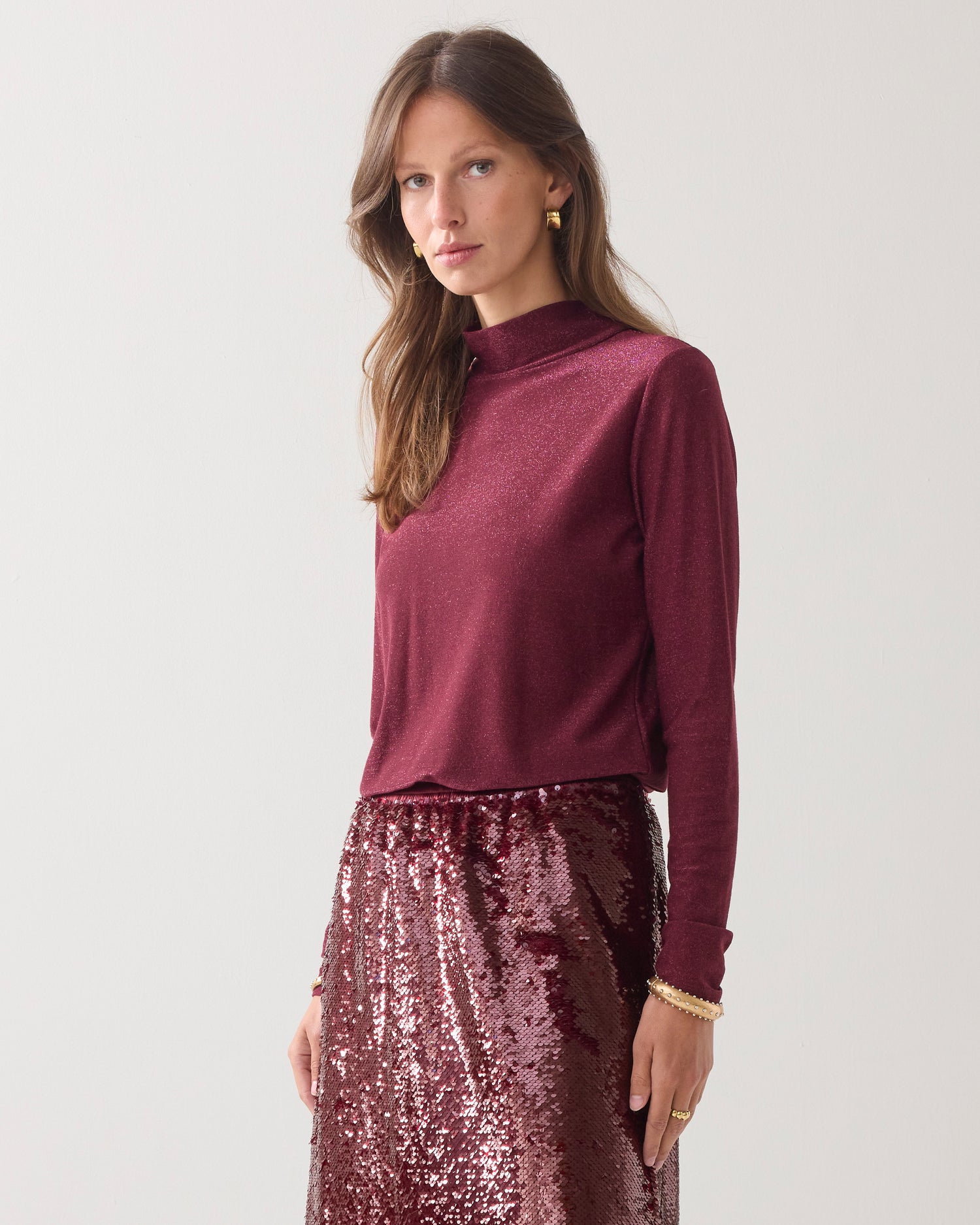 Fitted long-sleeved top in Italian fabric