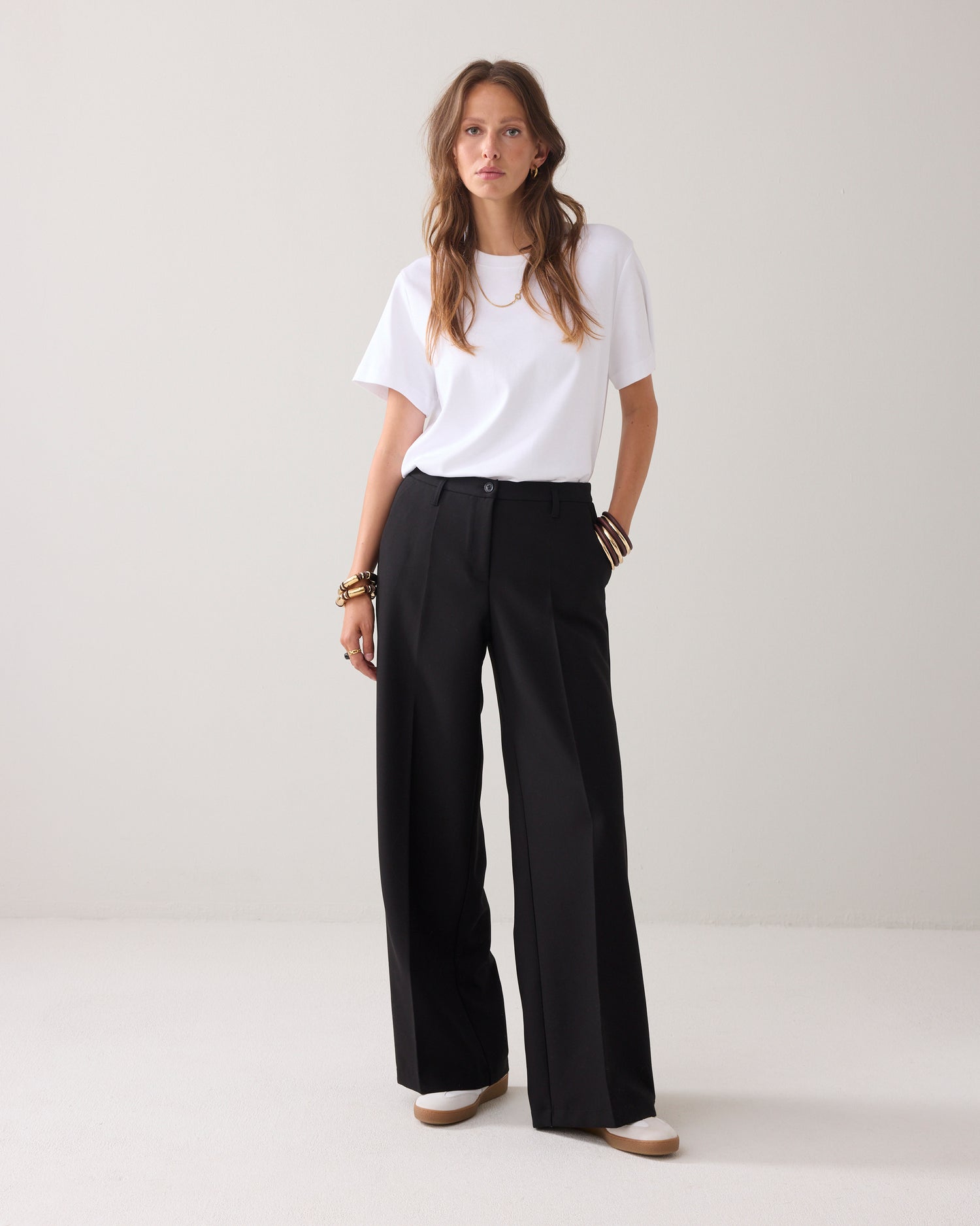Foam wide-leg trousers
