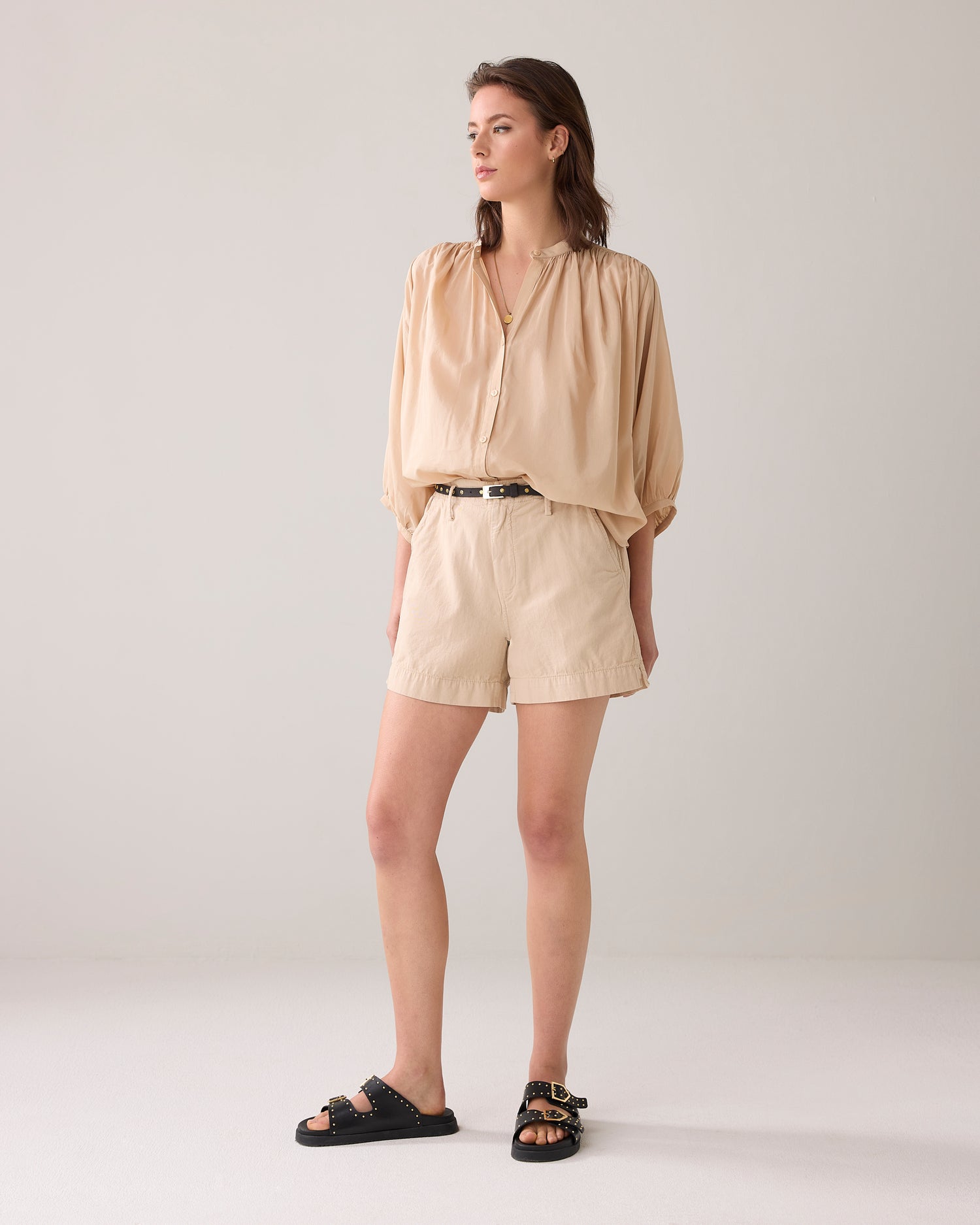 Linen-blend shorts