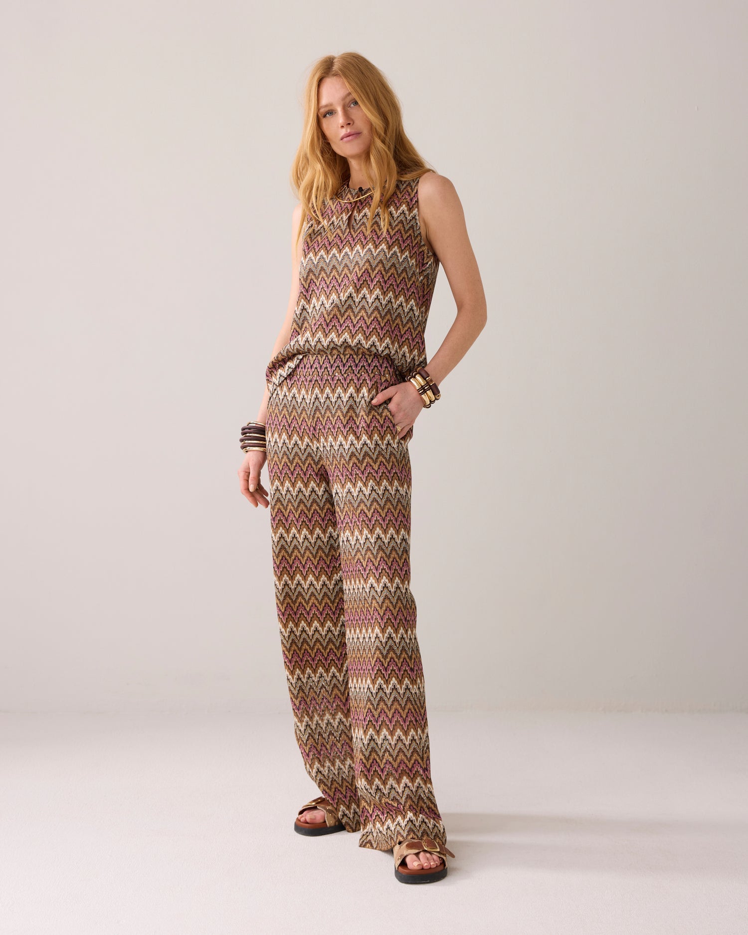 Flared broek zigzag