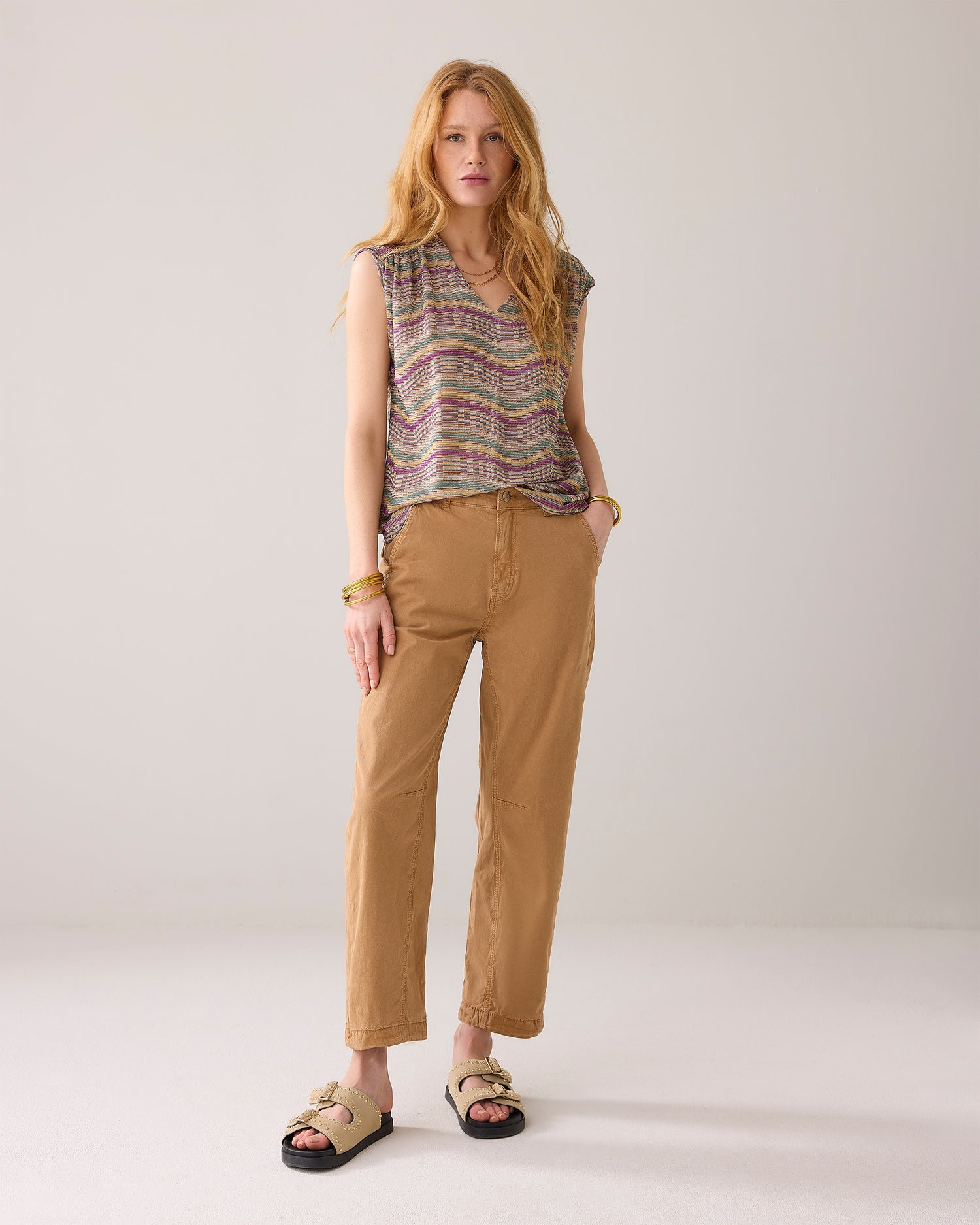 Cocoon-fit trousers in lyocell blend