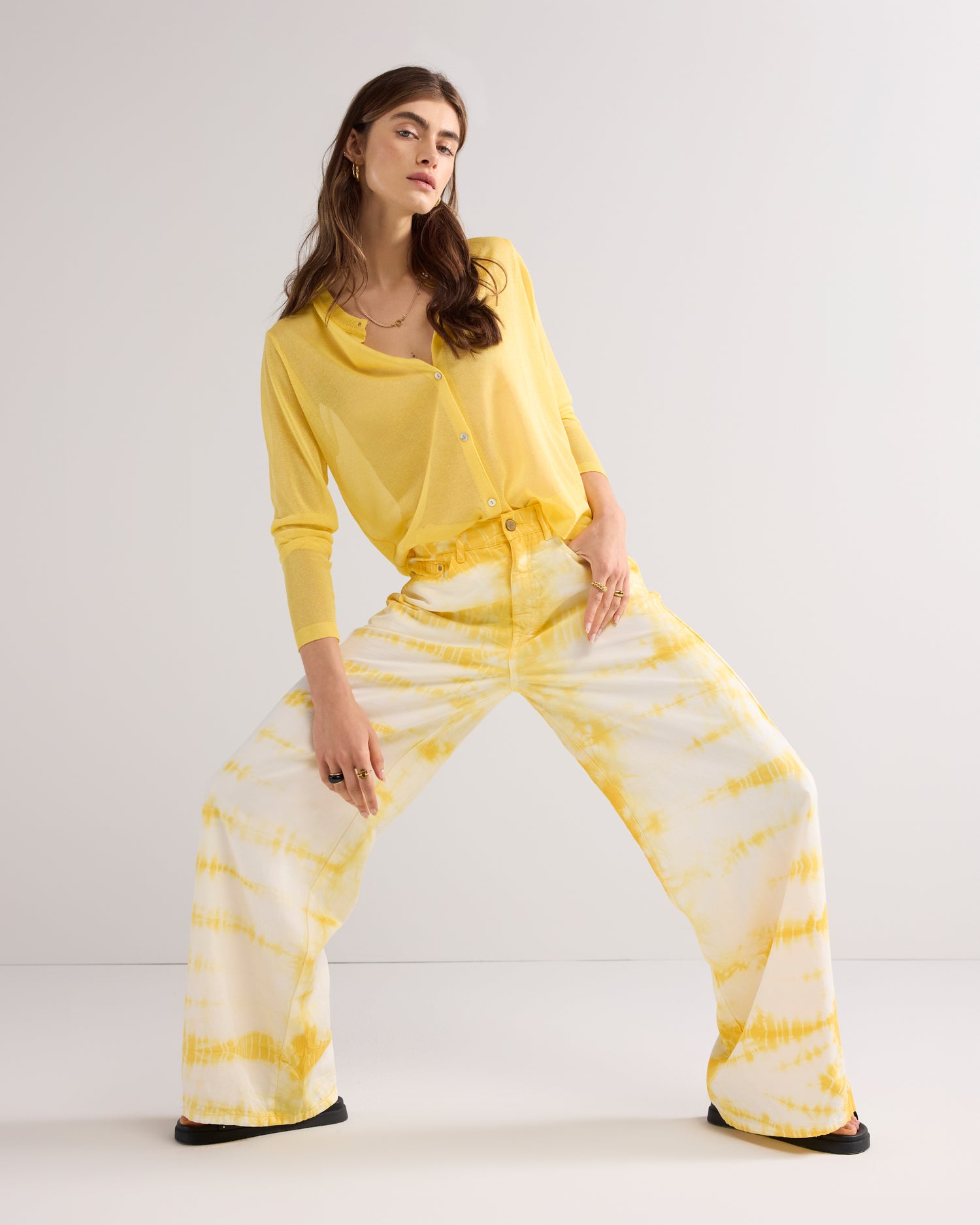 Wide tie-dye trousers