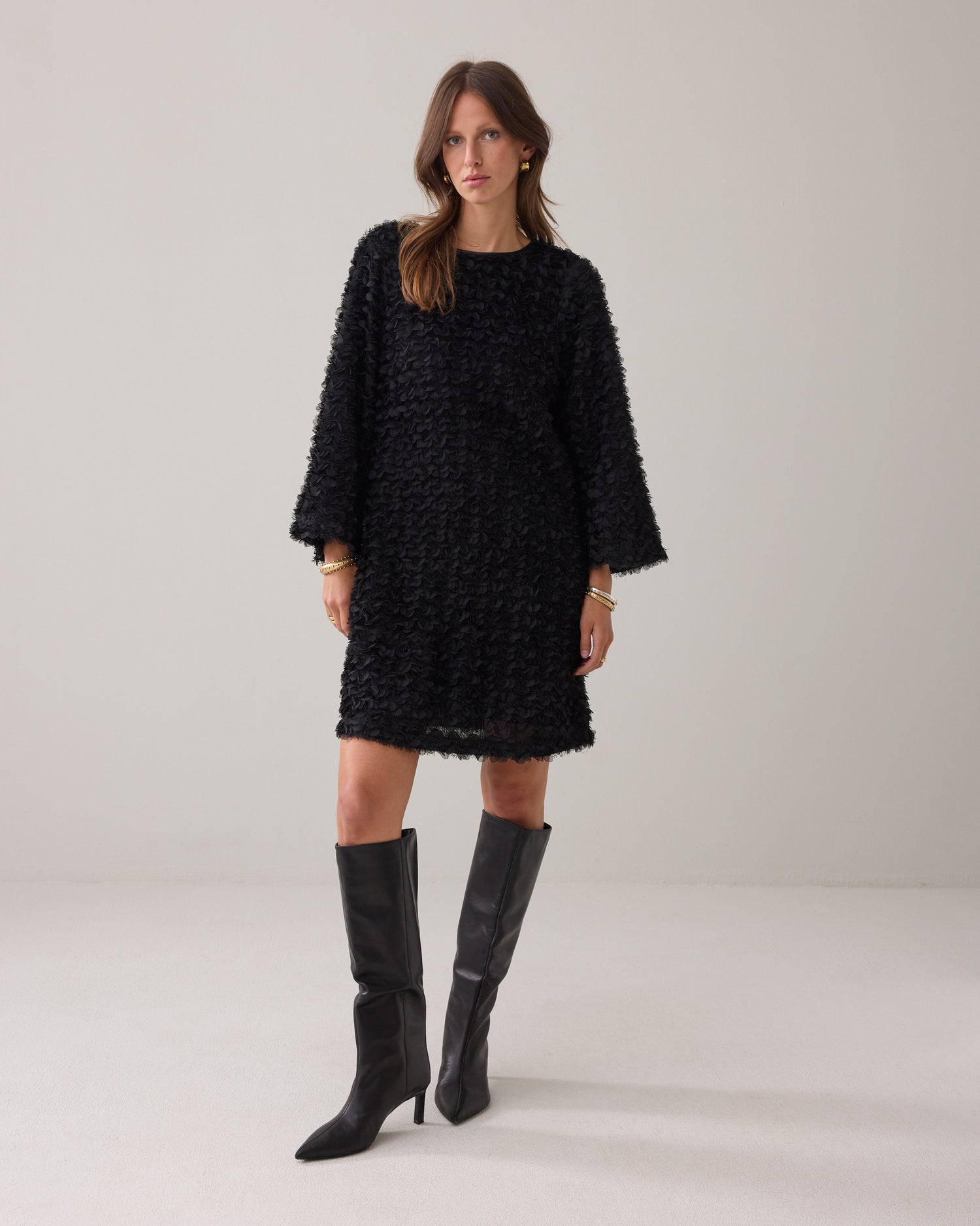 Fluffy knee-length dress