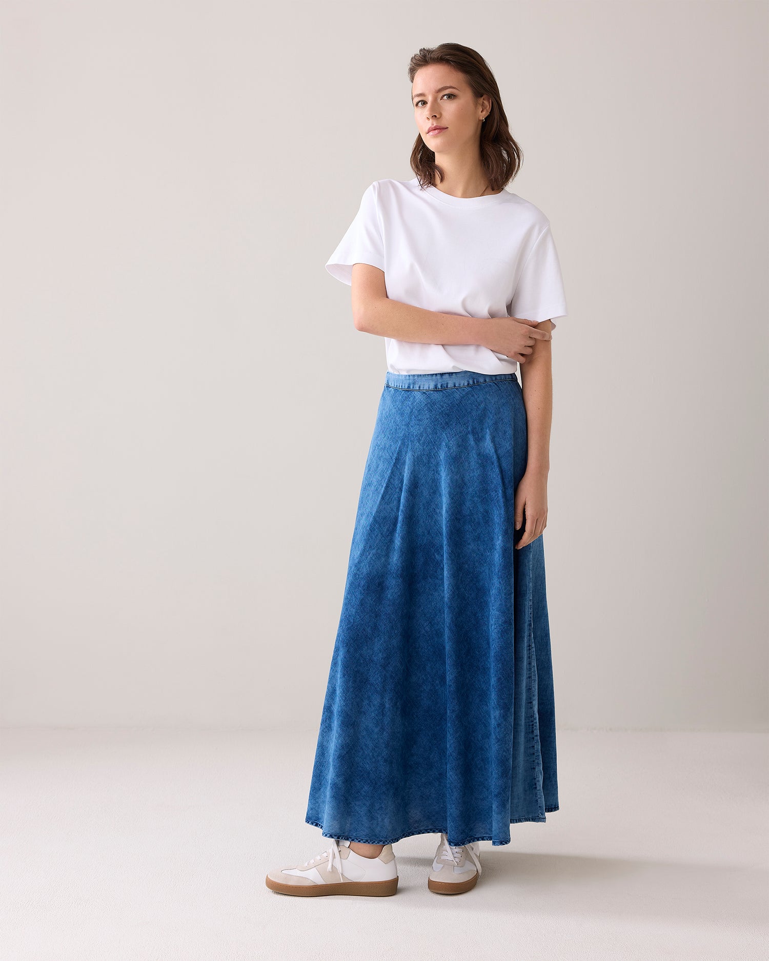 Wijde denim rok