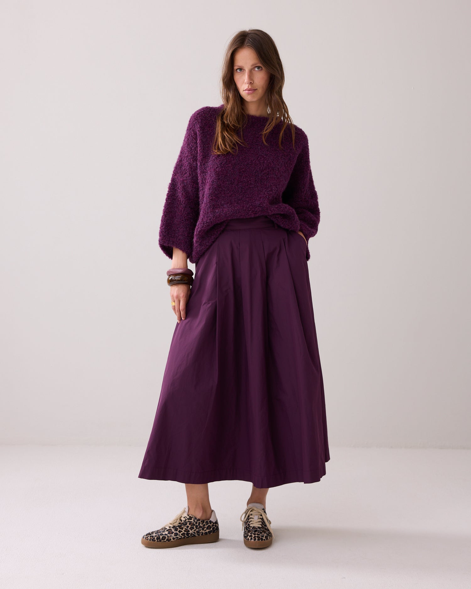 Wide taffeta skirt