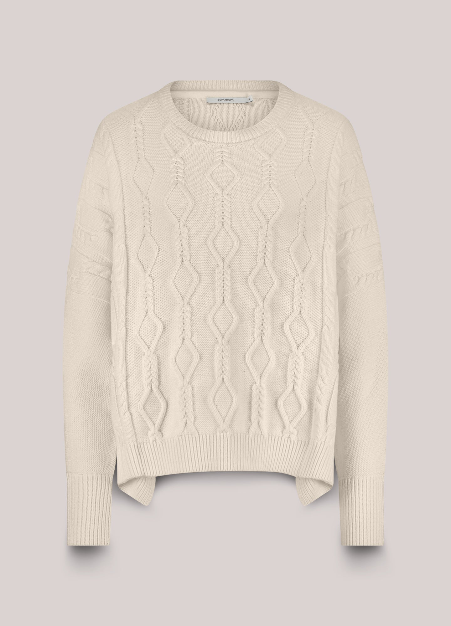 Boxy Pullover mit Zopfmuster 100 % Baumwolle