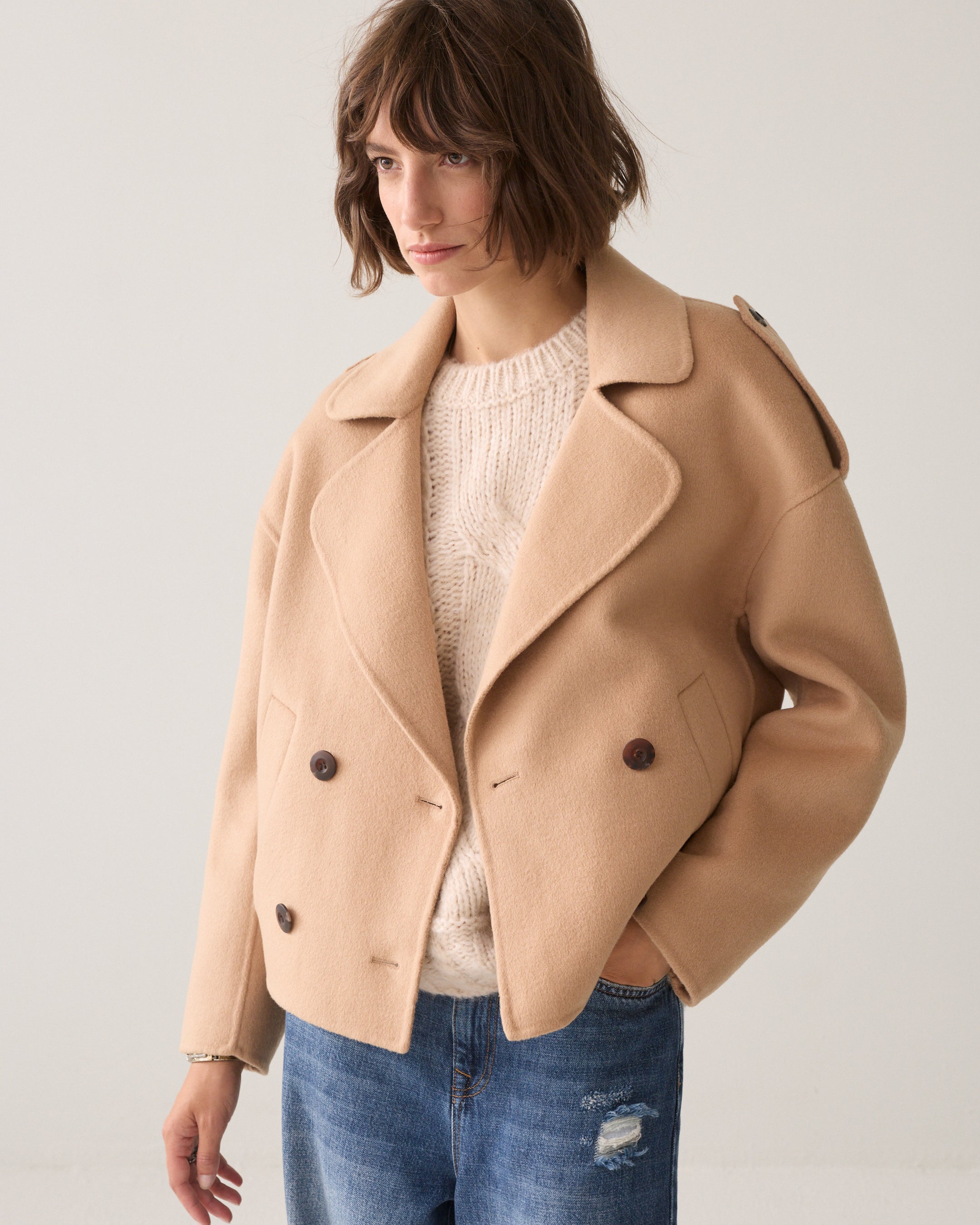 Veste en laine avec détails utilitaires