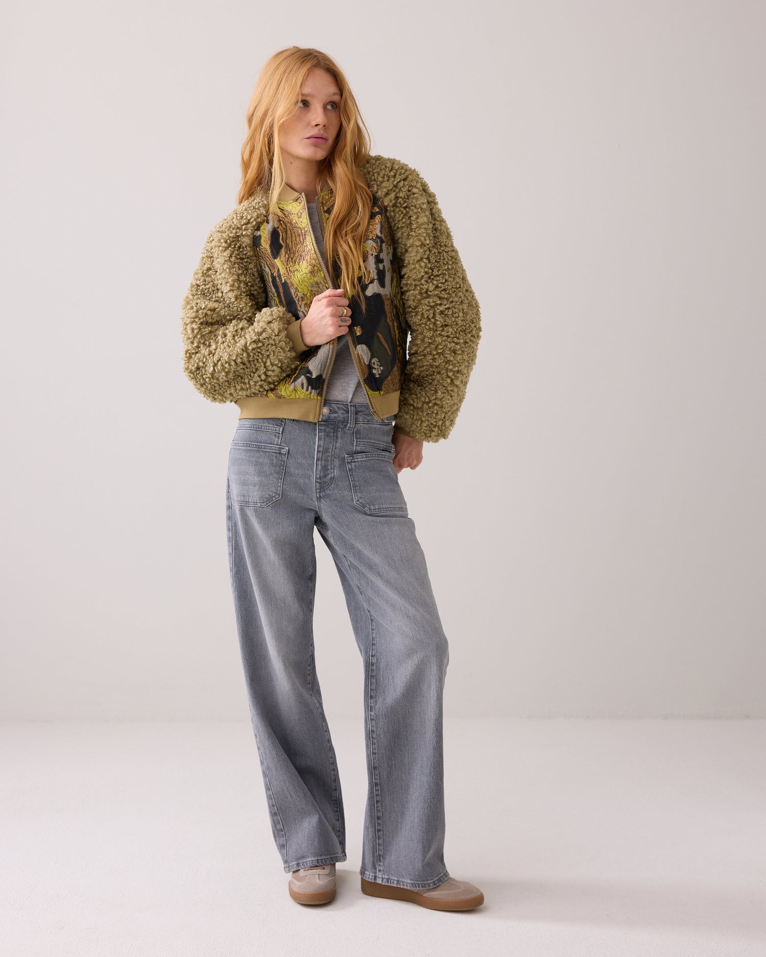 Jacquard-teddy bomber