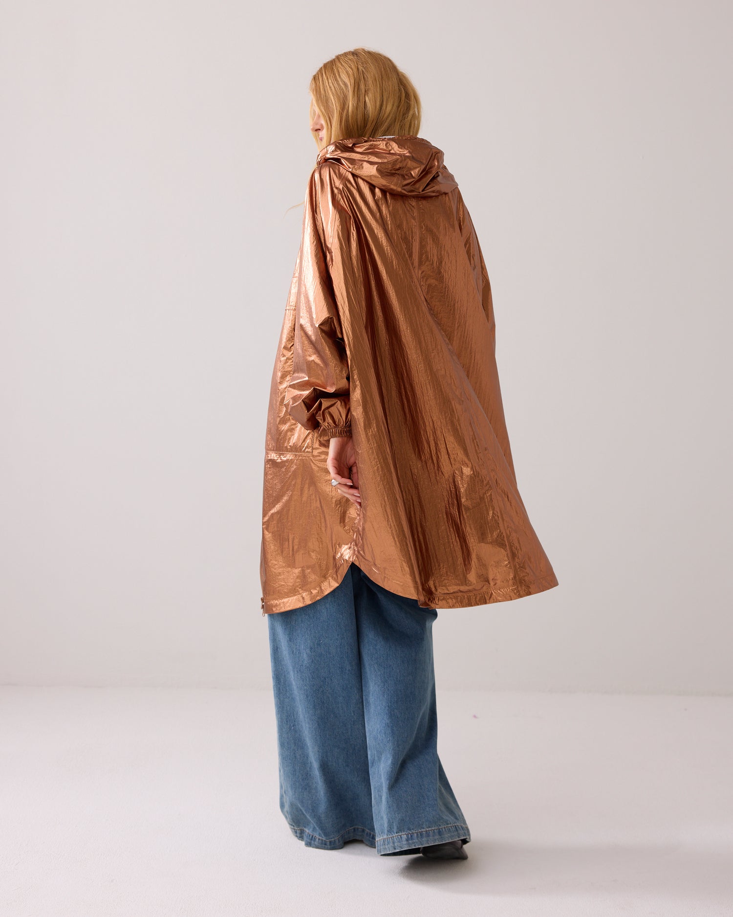 Metallic Regenjacke mit Aufbewahrungstasche