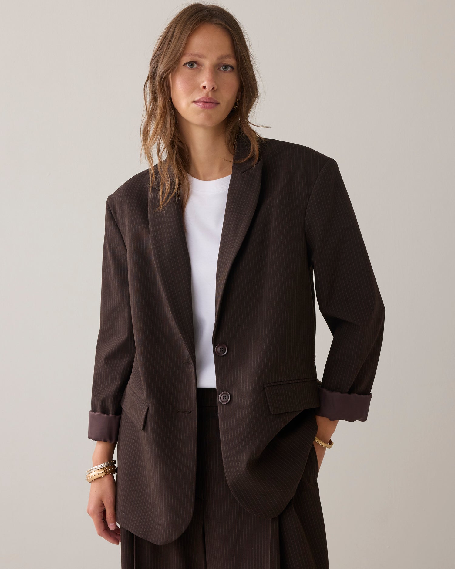Nadelstreifen-Blazer mit verstellbarem Fit
