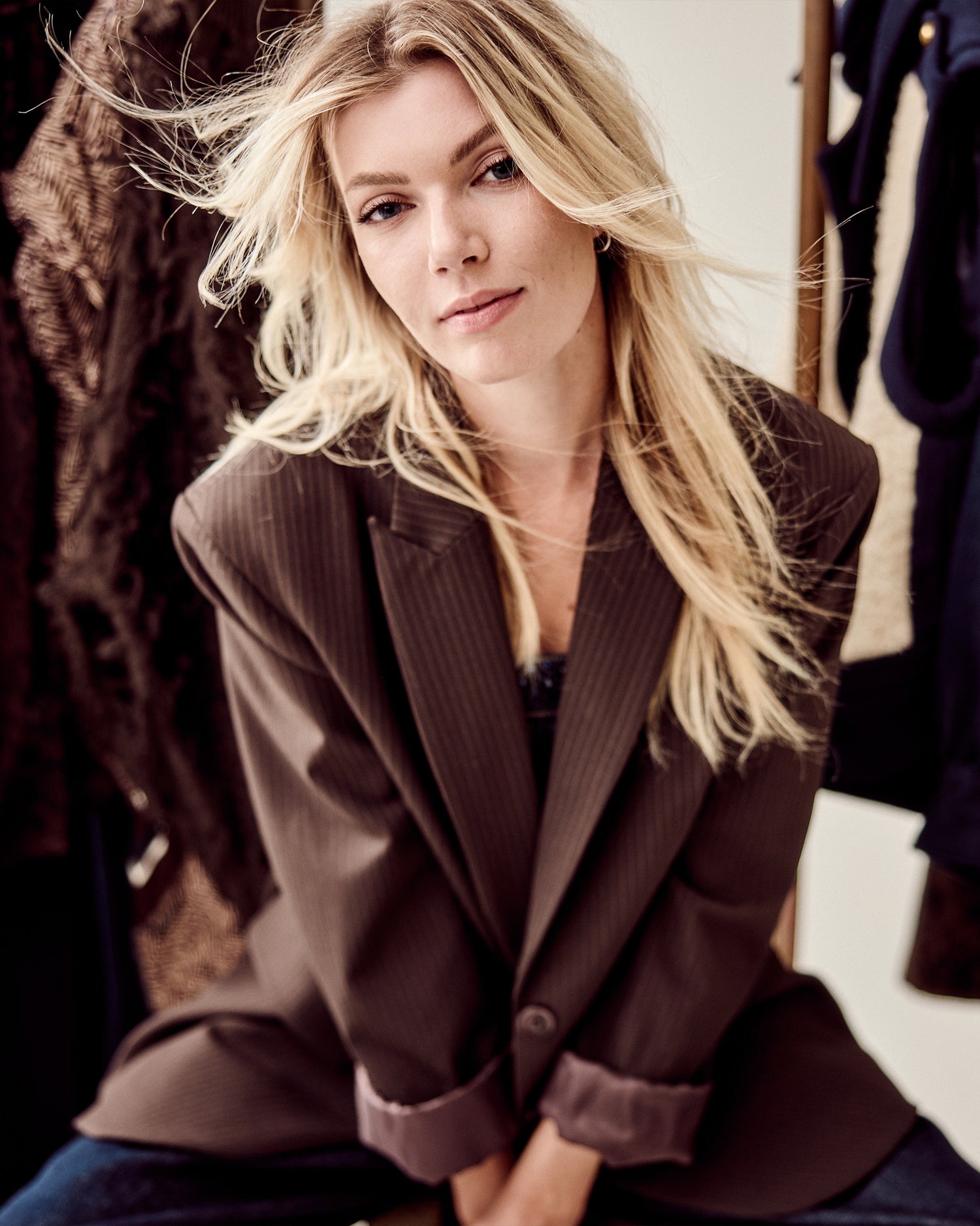 Nadelstreifen-Blazer mit verstellbarem Fit