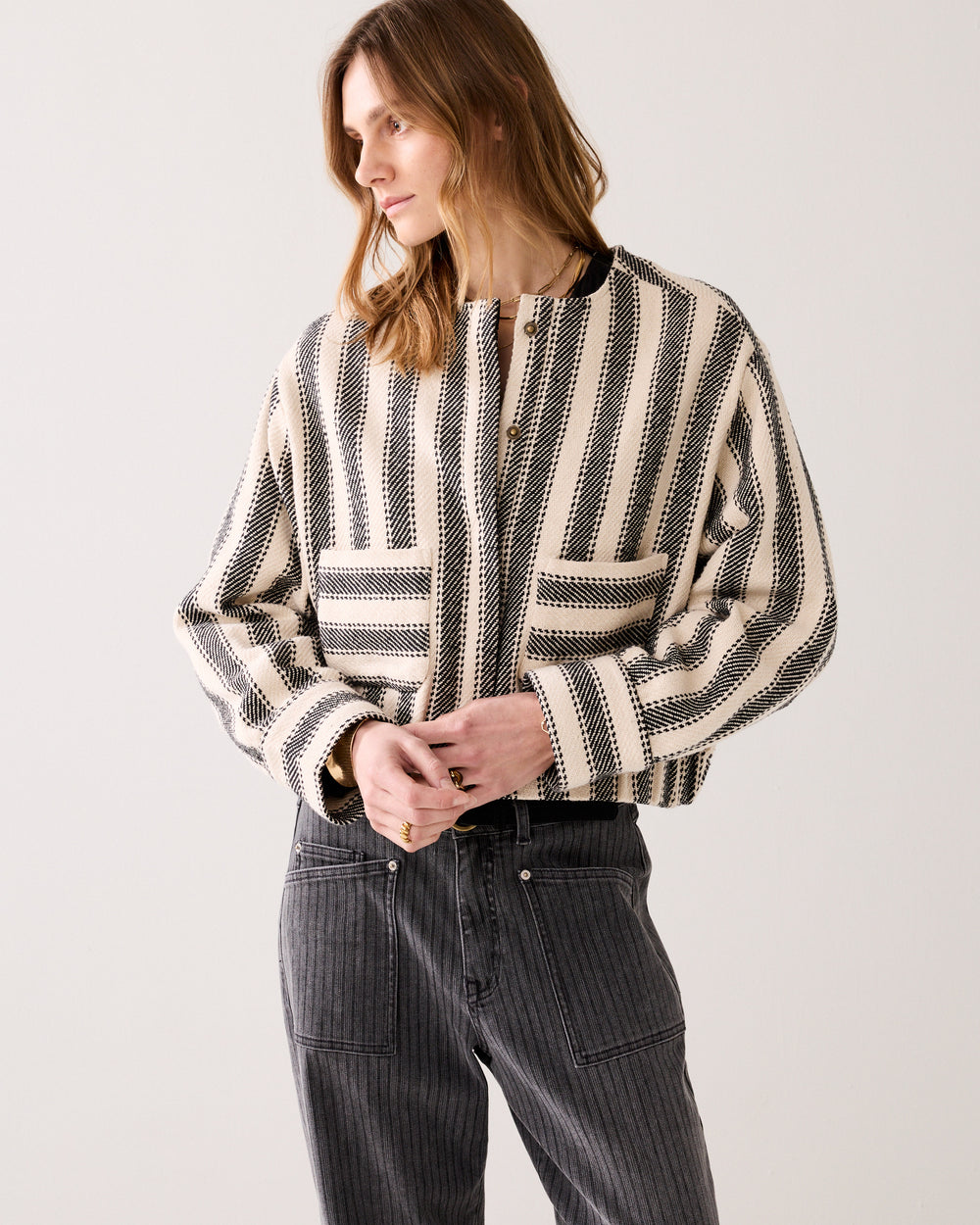 Reversible jasje met streep