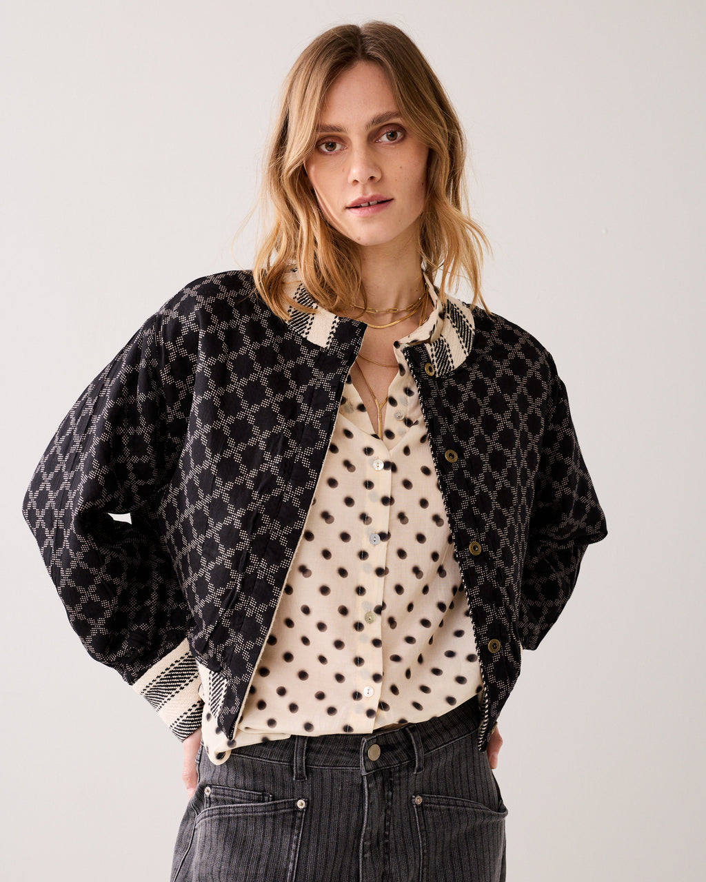 Reversible jasje met streep
