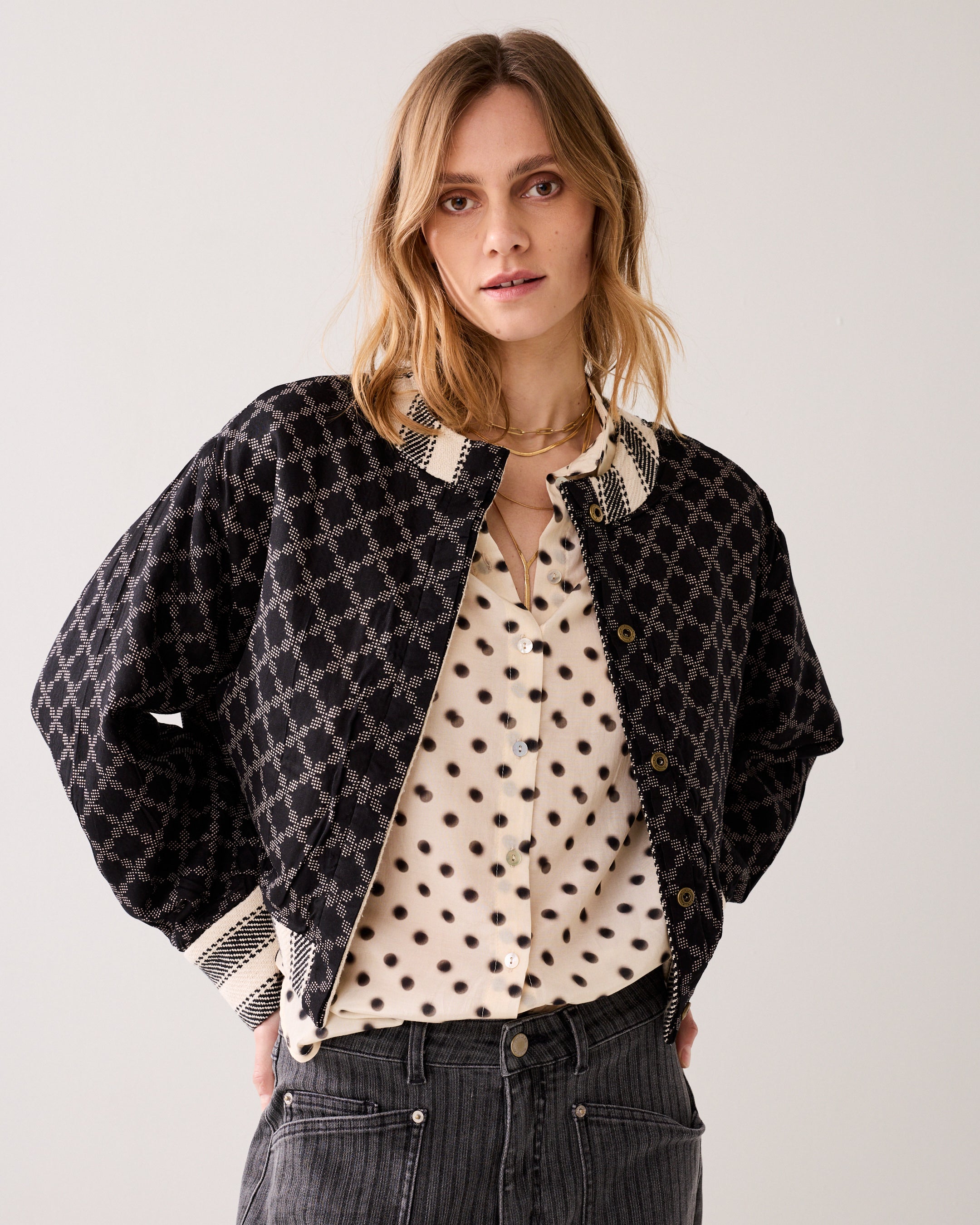 Reversible jasje met streep