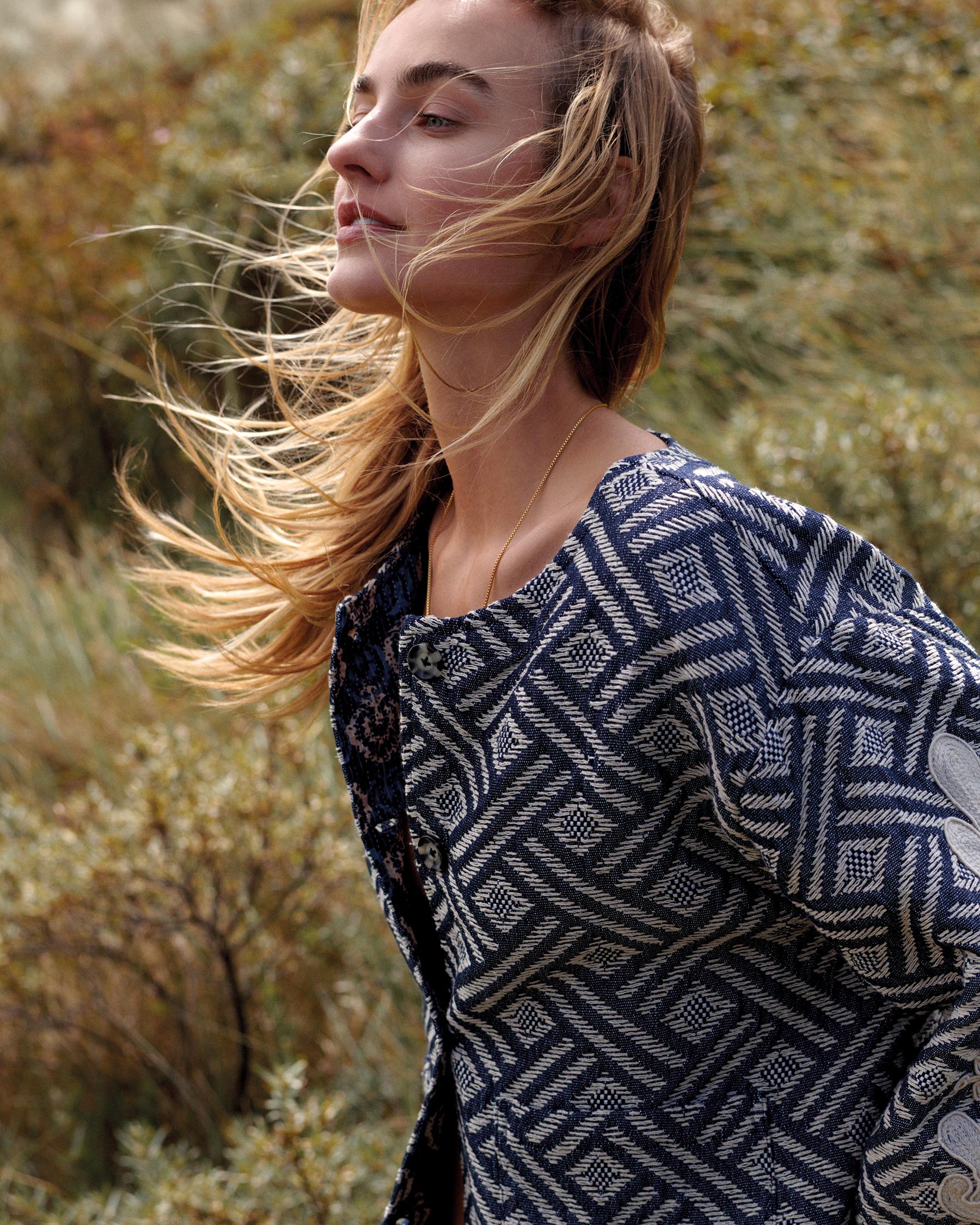 Reversible jacket with embroidery