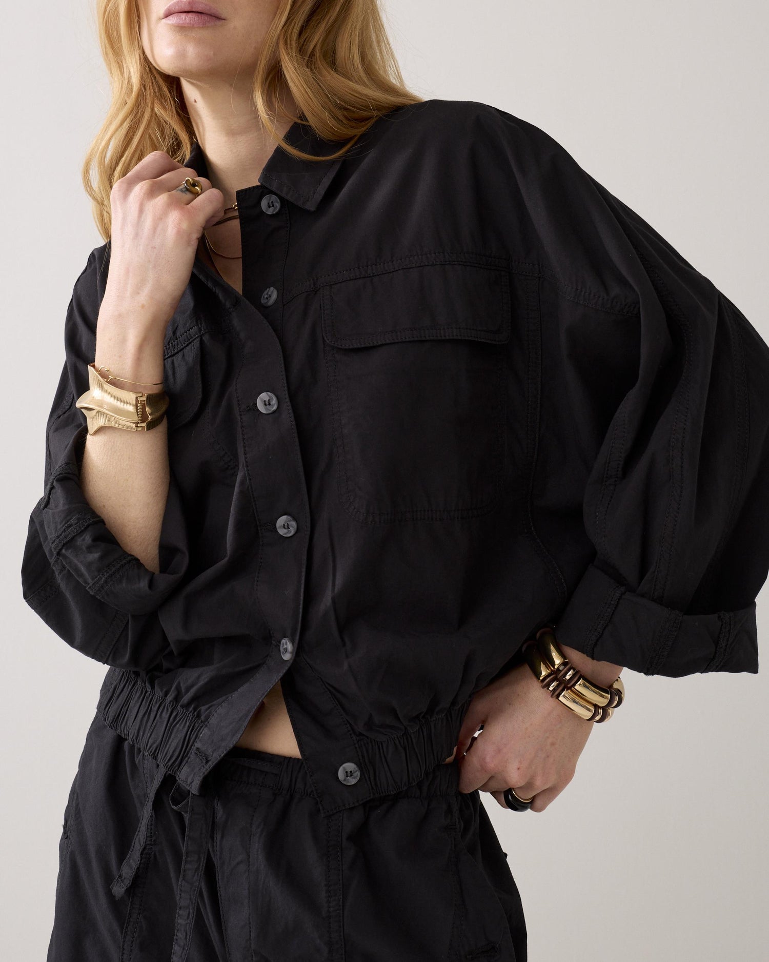 Transitional jacket in crispy cotton