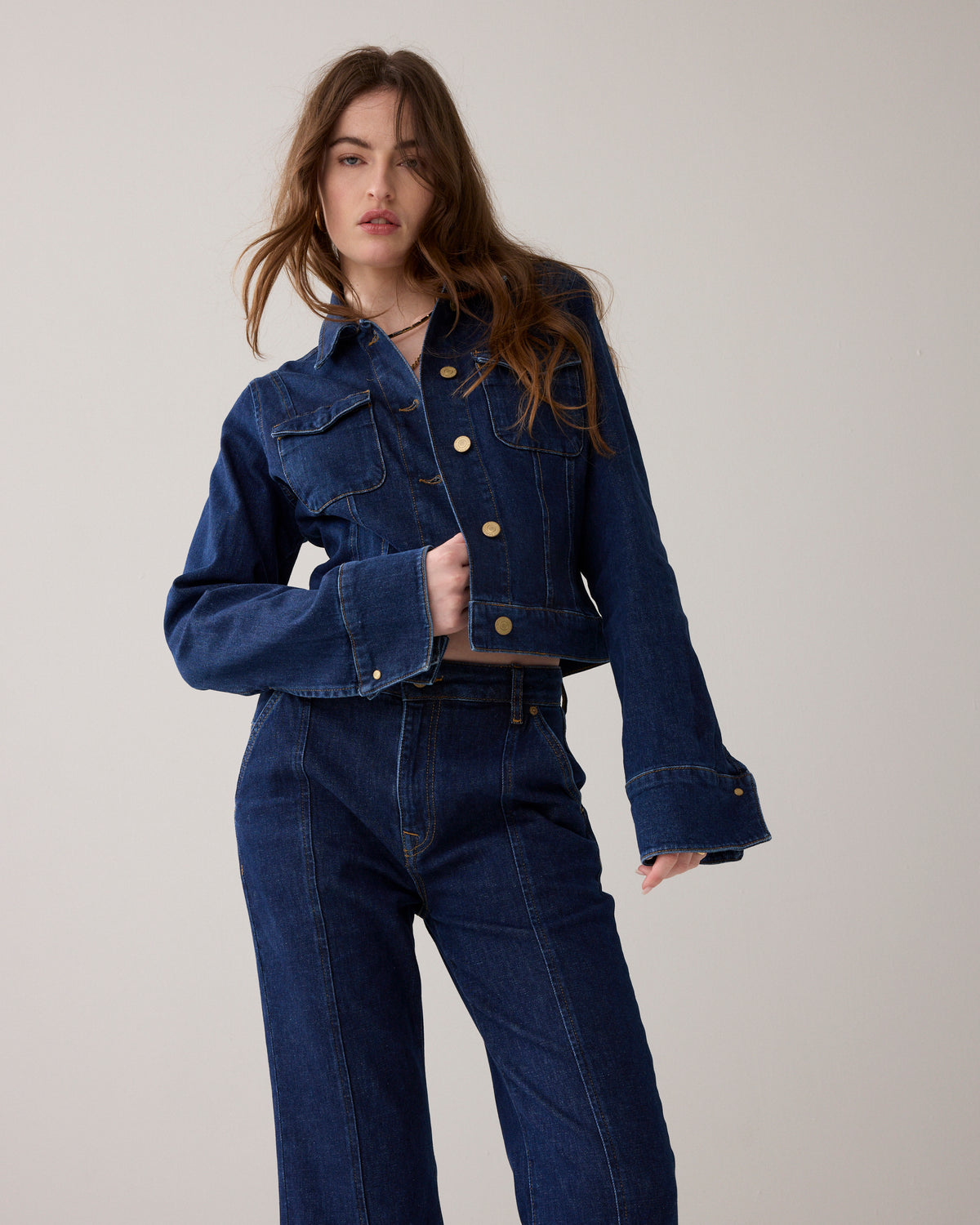 Fitted rinse denim jack