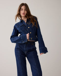 Fitted rinse denim jack