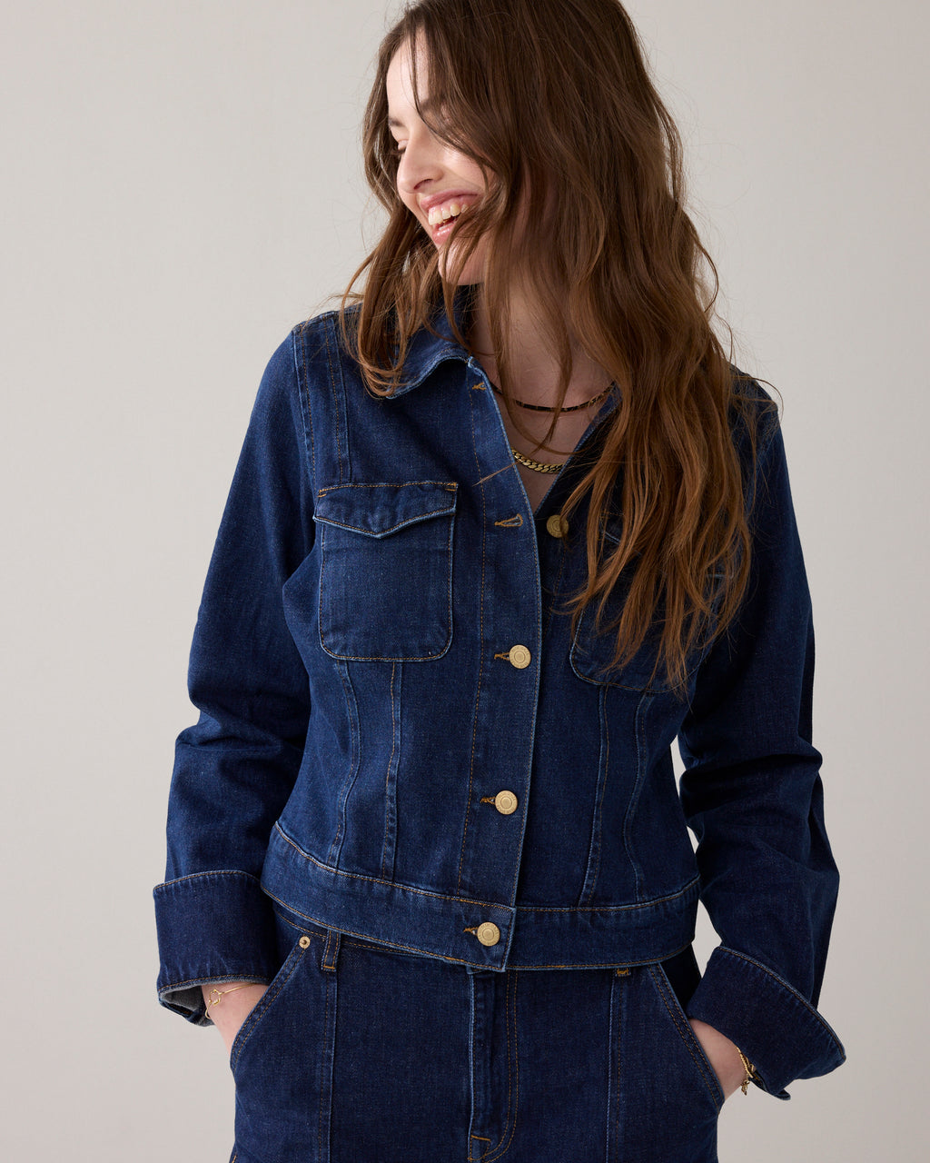 Fitted rinse denim jack