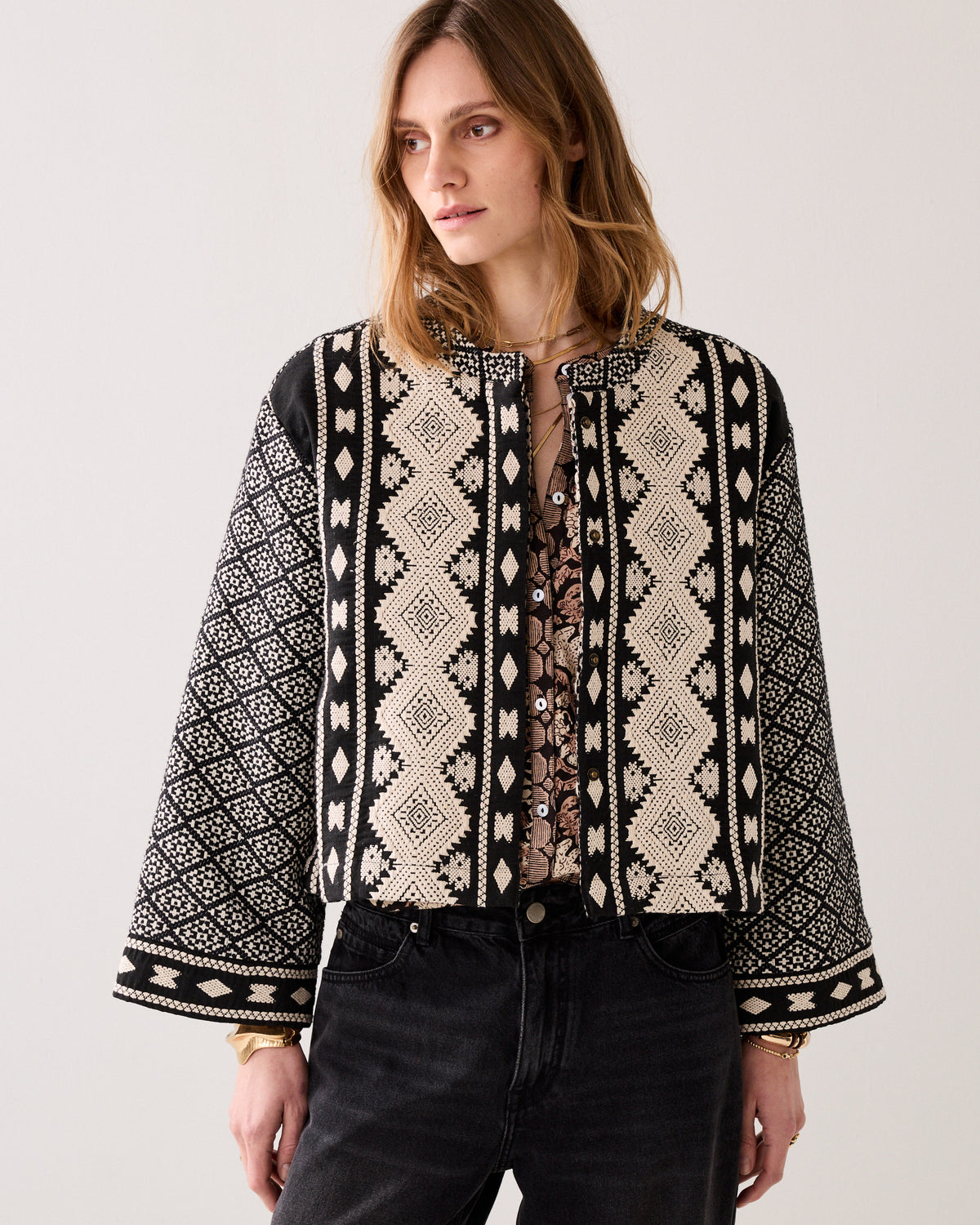Reversible kimonojasje jacquard