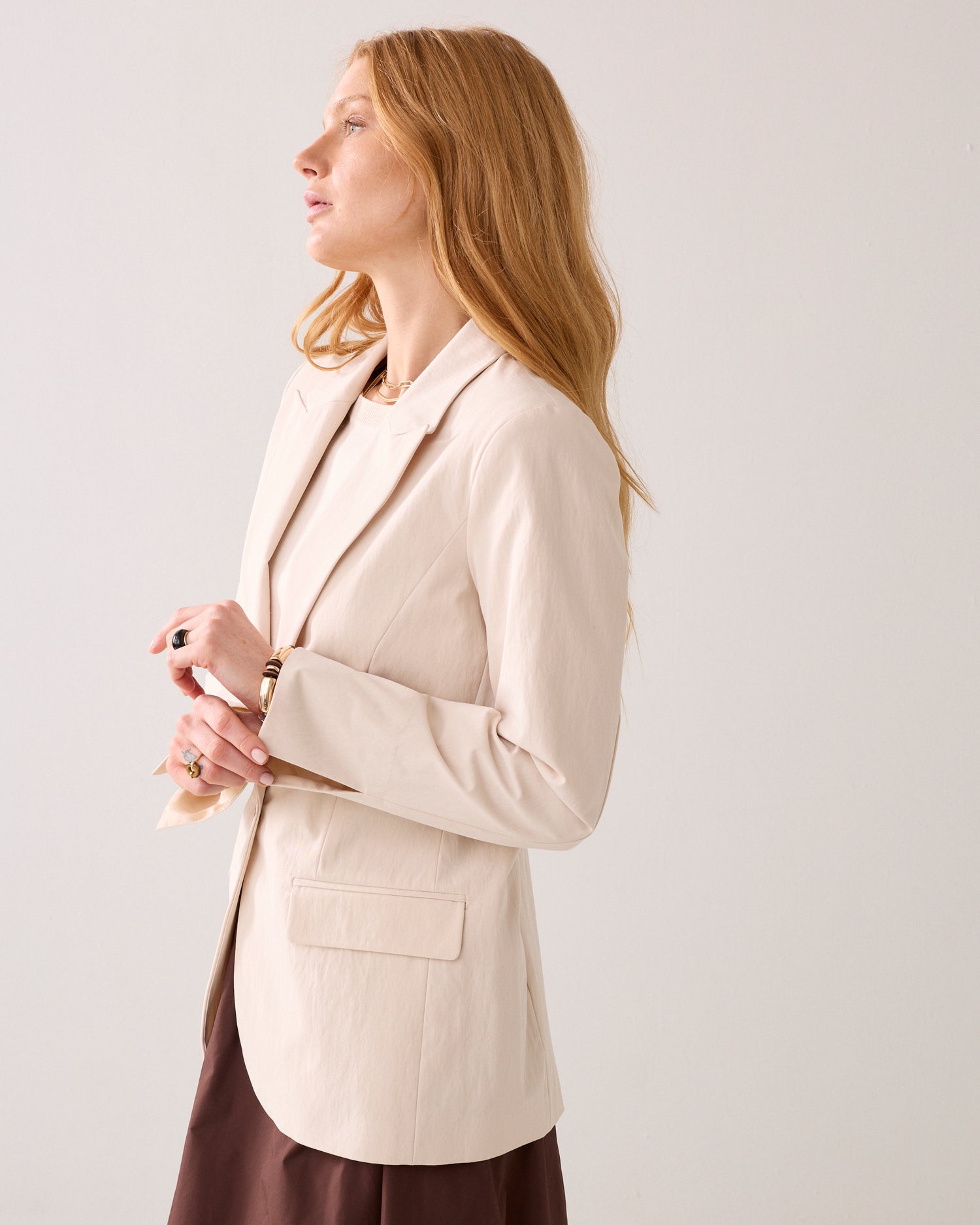 Blazer cintrébestseller en coton mélangé