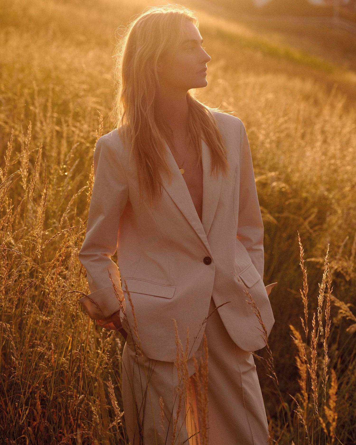 Blazer cintrébestseller en coton mélangé