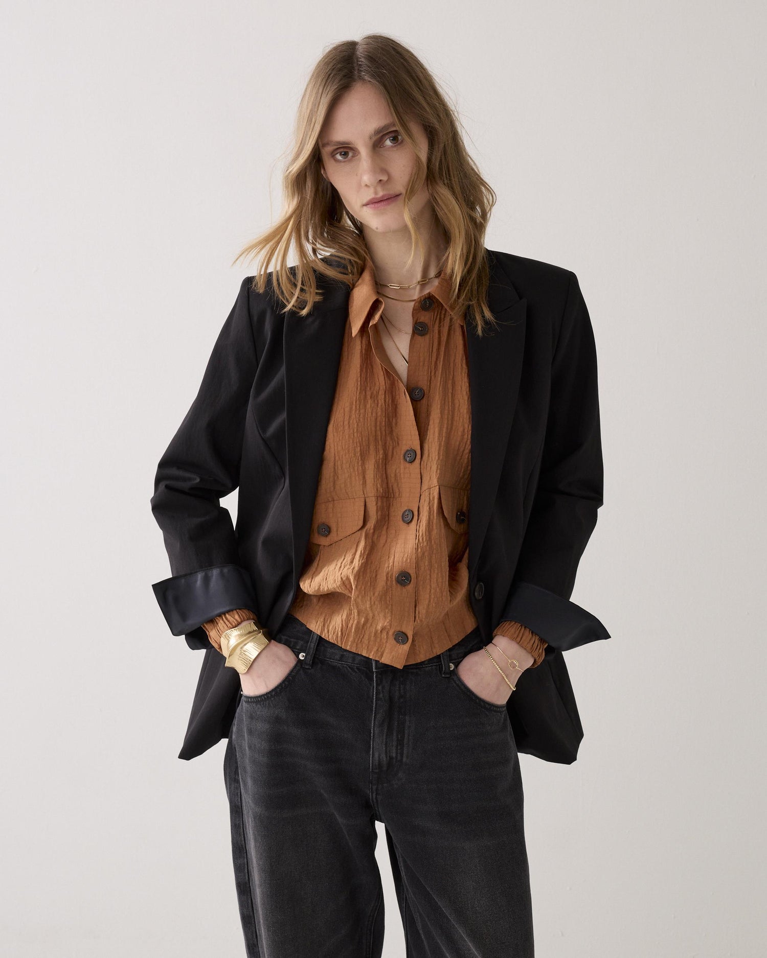 Best-selling fitted blazer in cotton blend