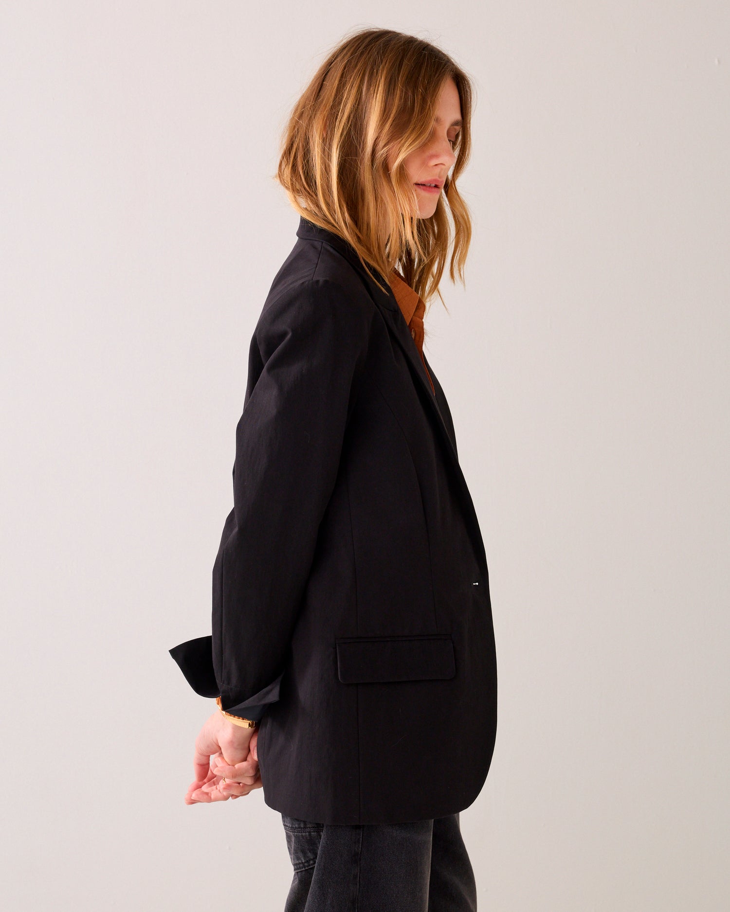 Blazer cintrébestseller en coton mélangé