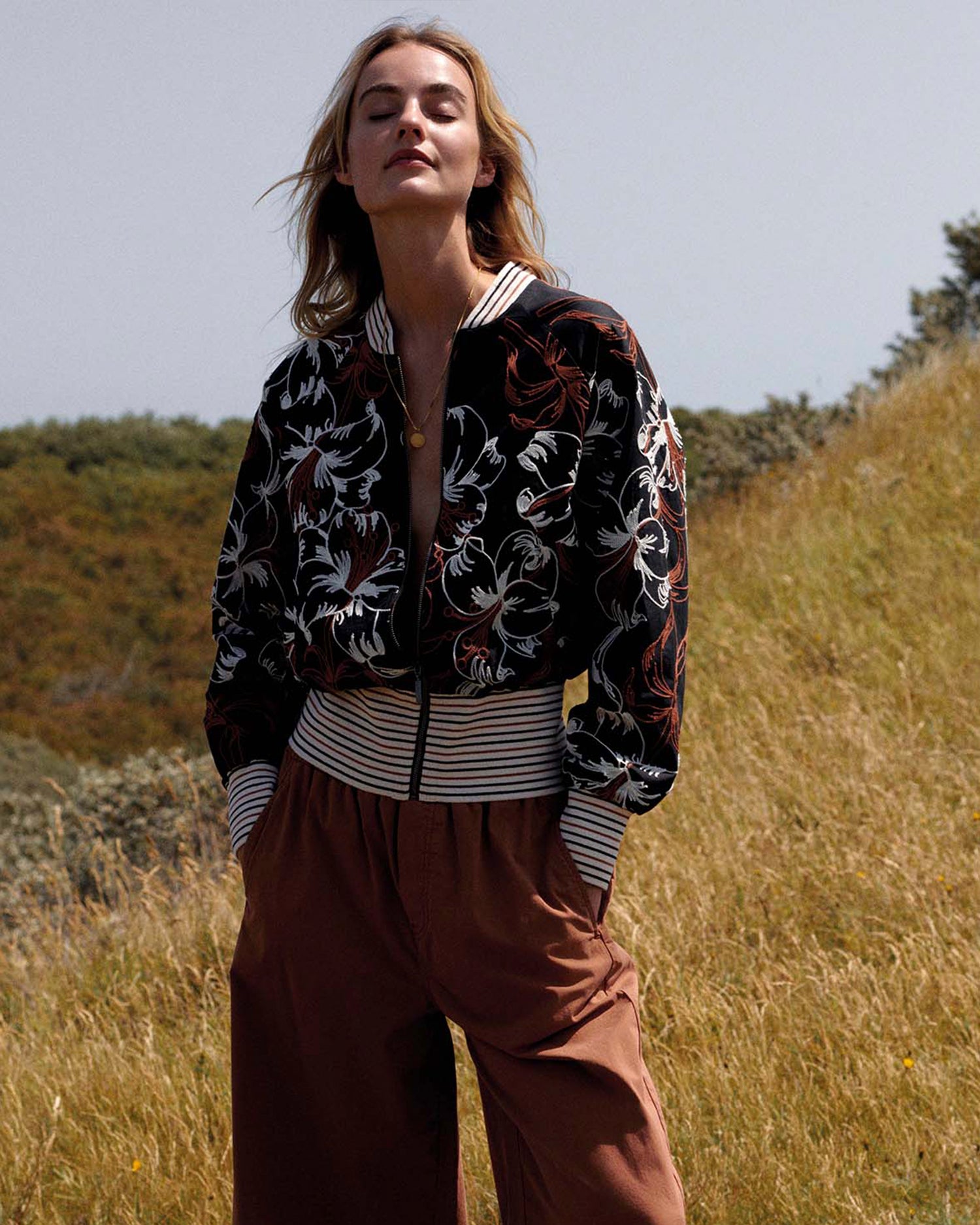 Embroidered bomber jacket