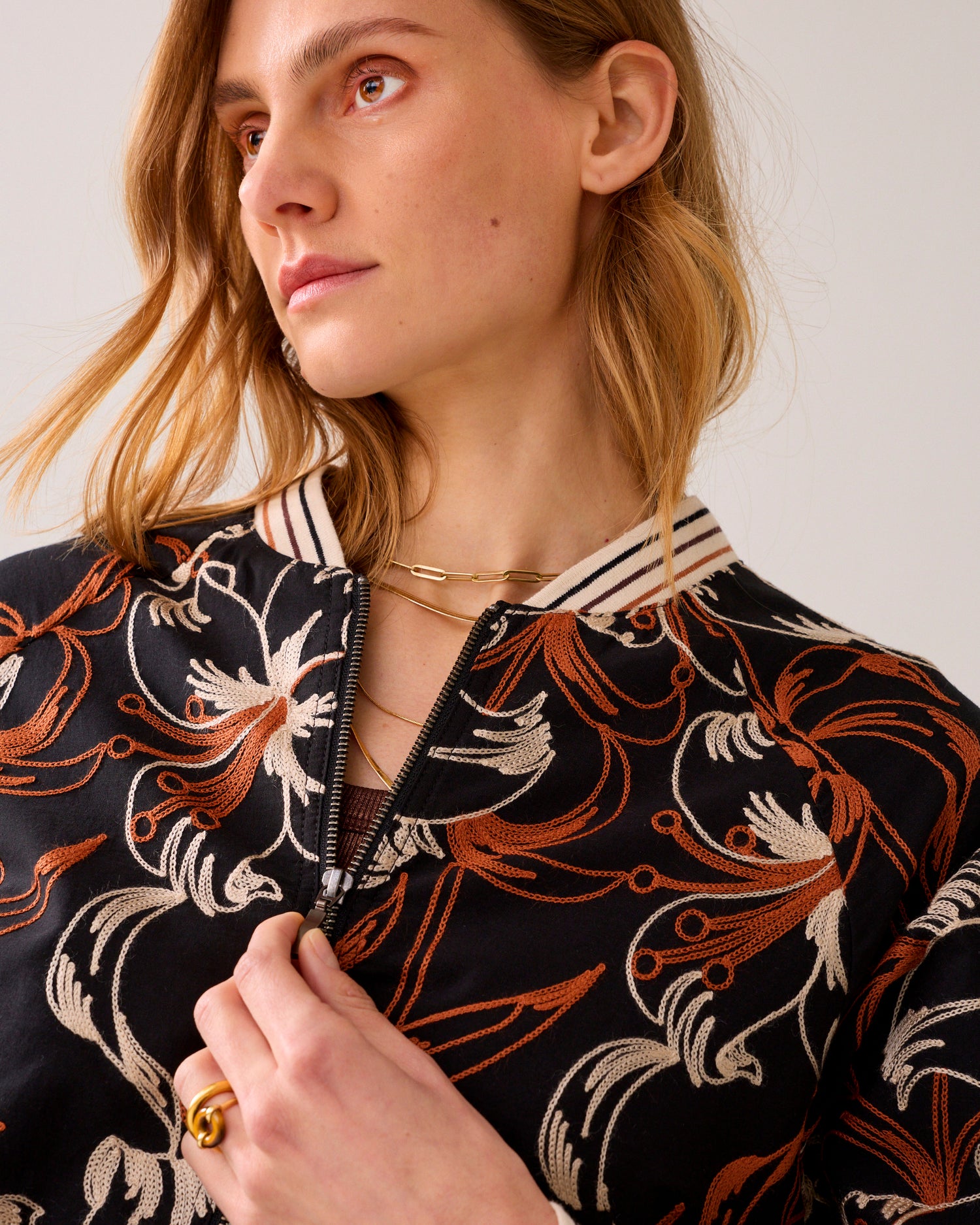 Embroidered bomber jacket