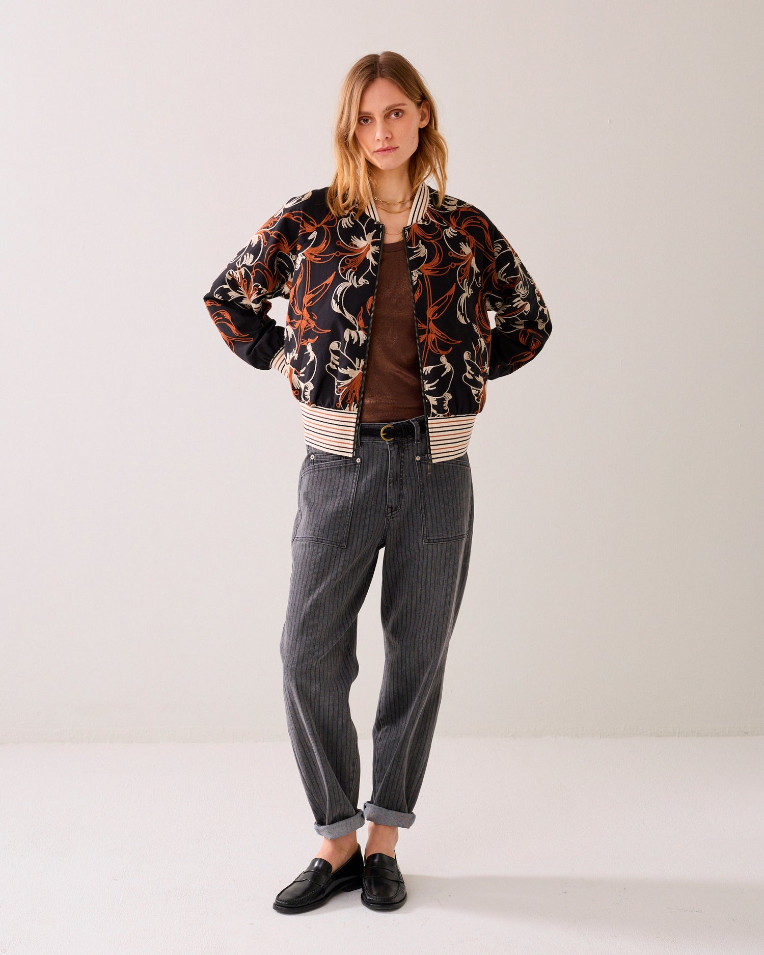 Embroidered bomber jacket