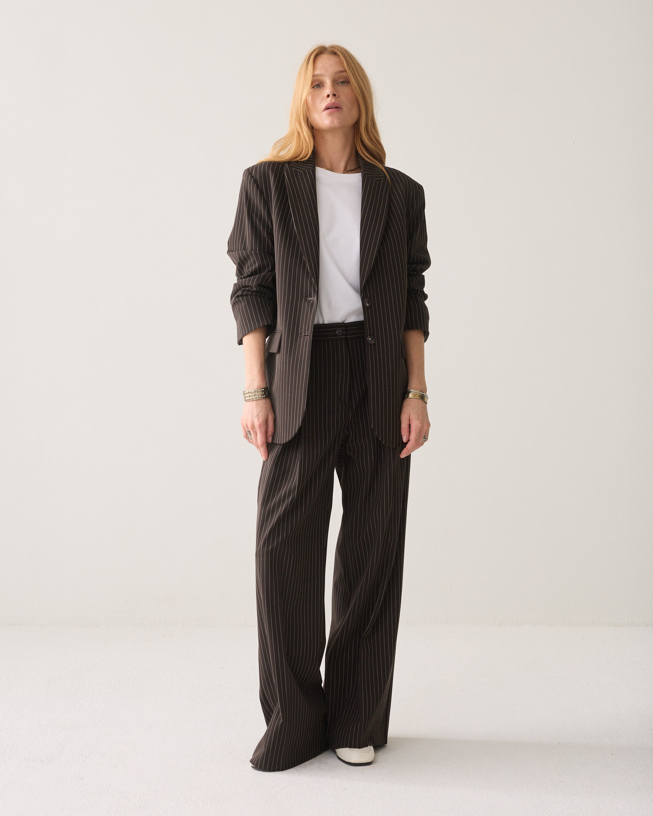 Blazer boyfriend à rayures