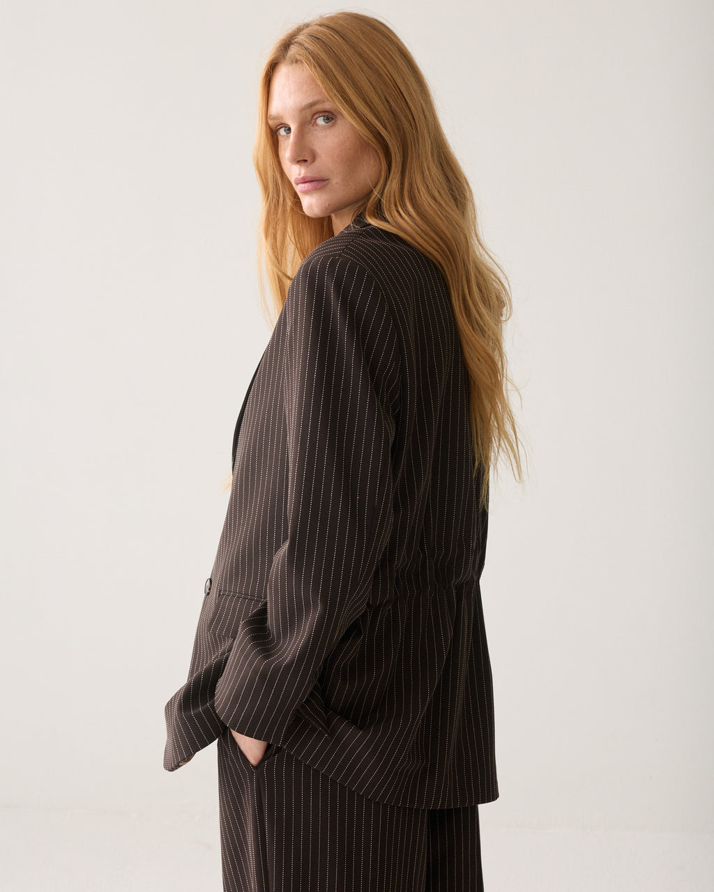 Blazer boyfriend à rayures