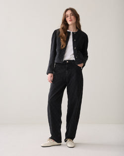 Cropped denim jacket borduur