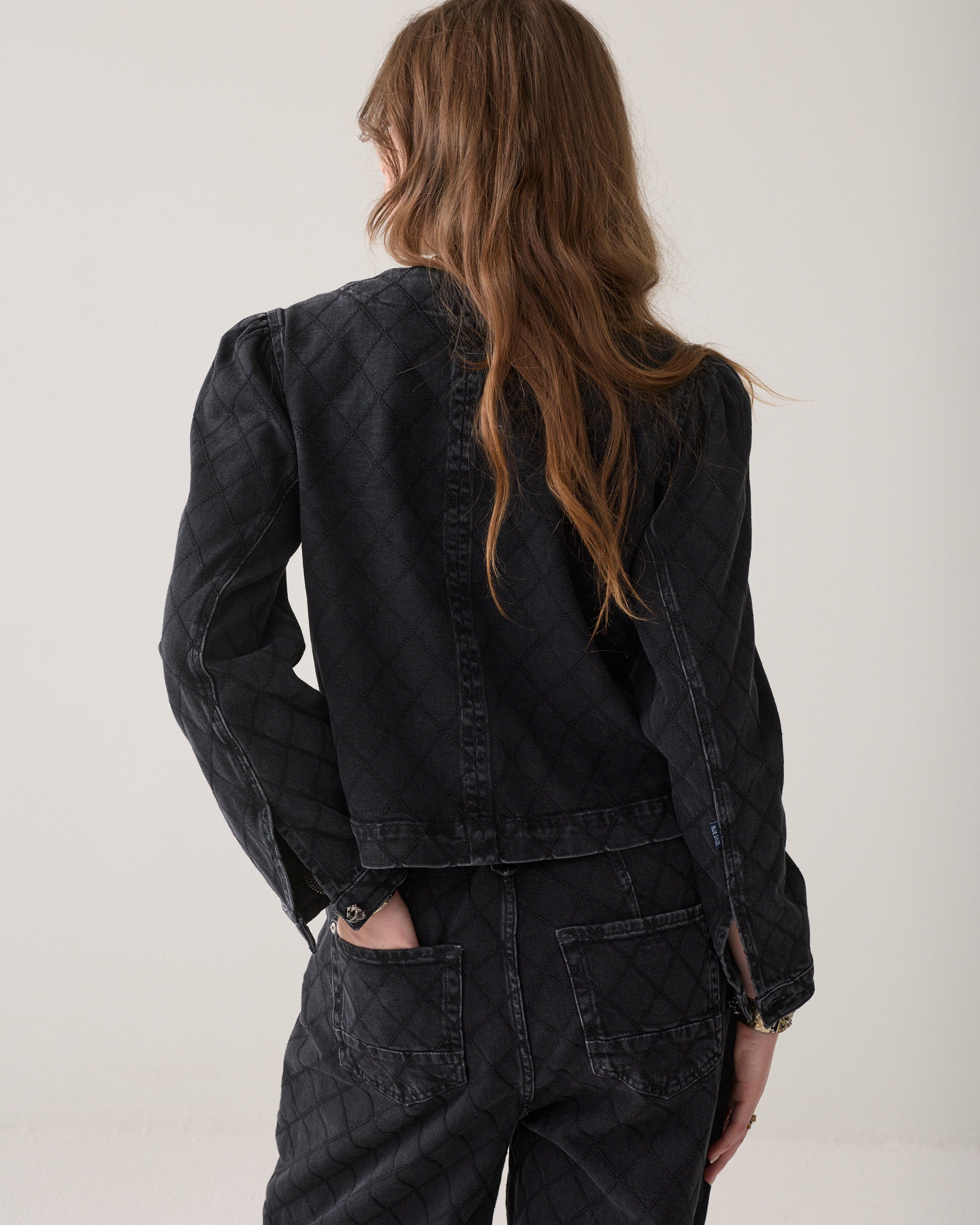Cropped denim jacket borduur