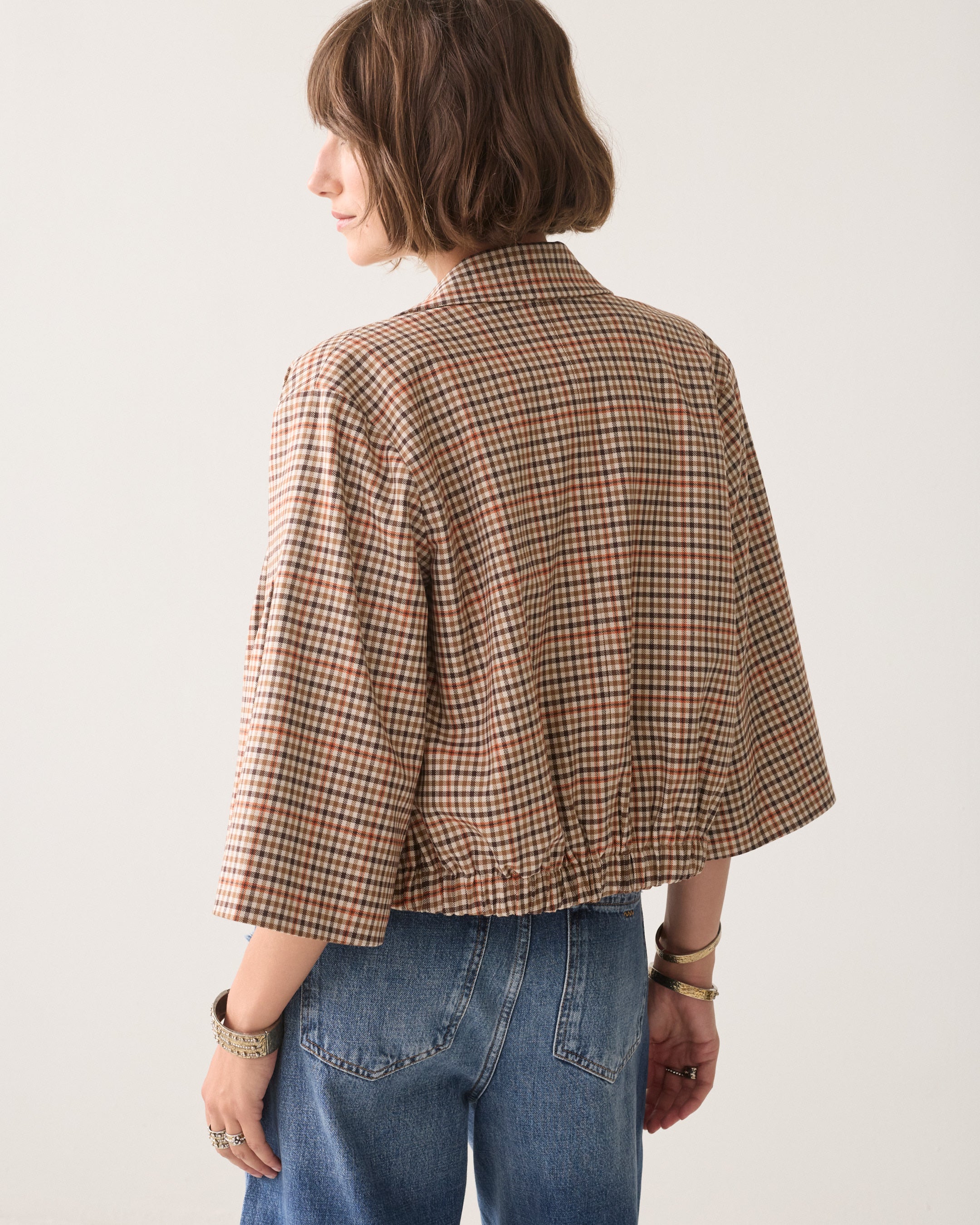 Veste-cape à carreaux