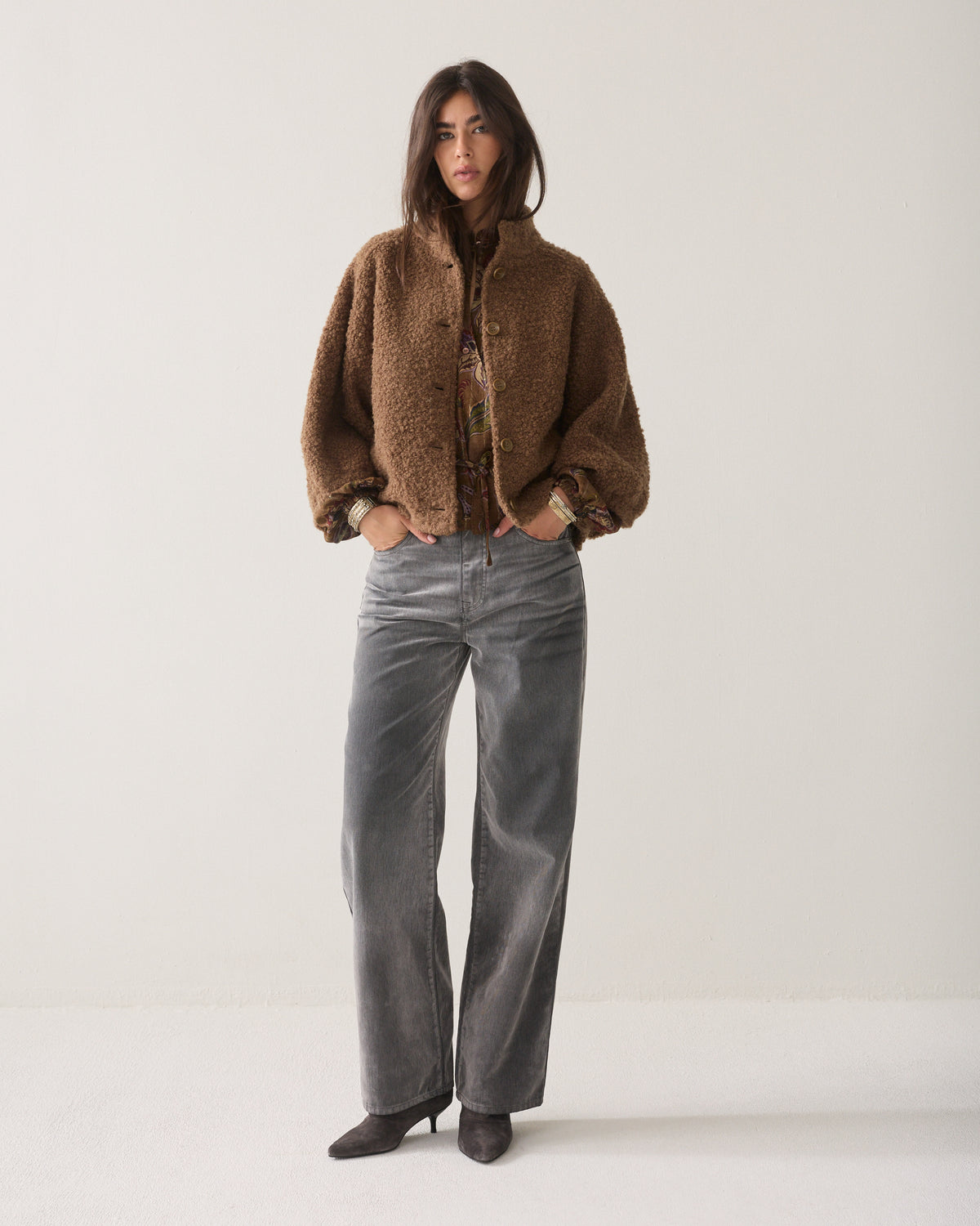 Bouclé wool cape jacket