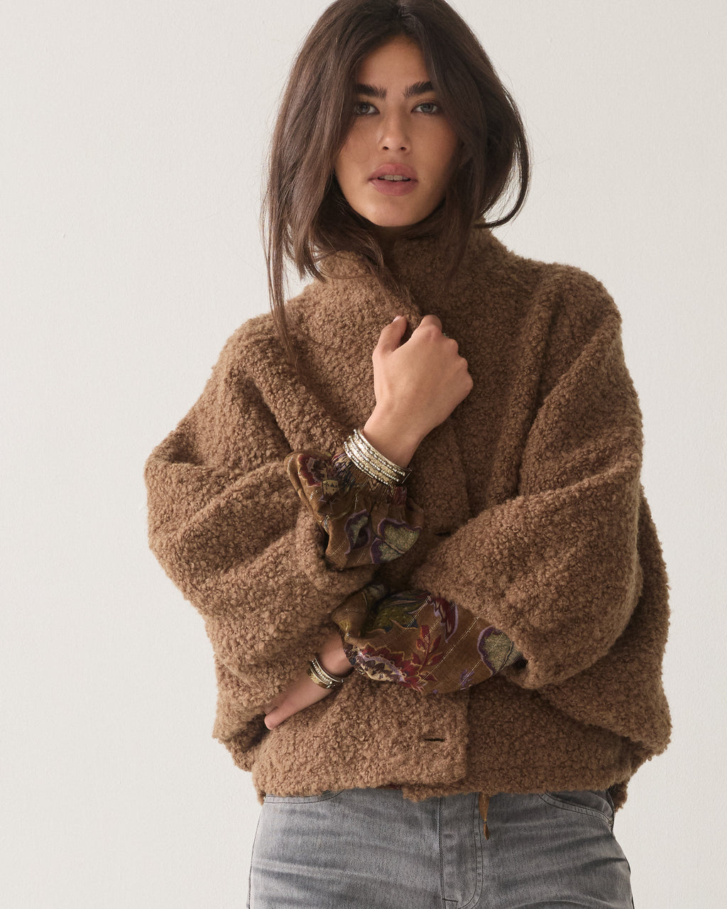 Capejacke Bouclé-Wolle