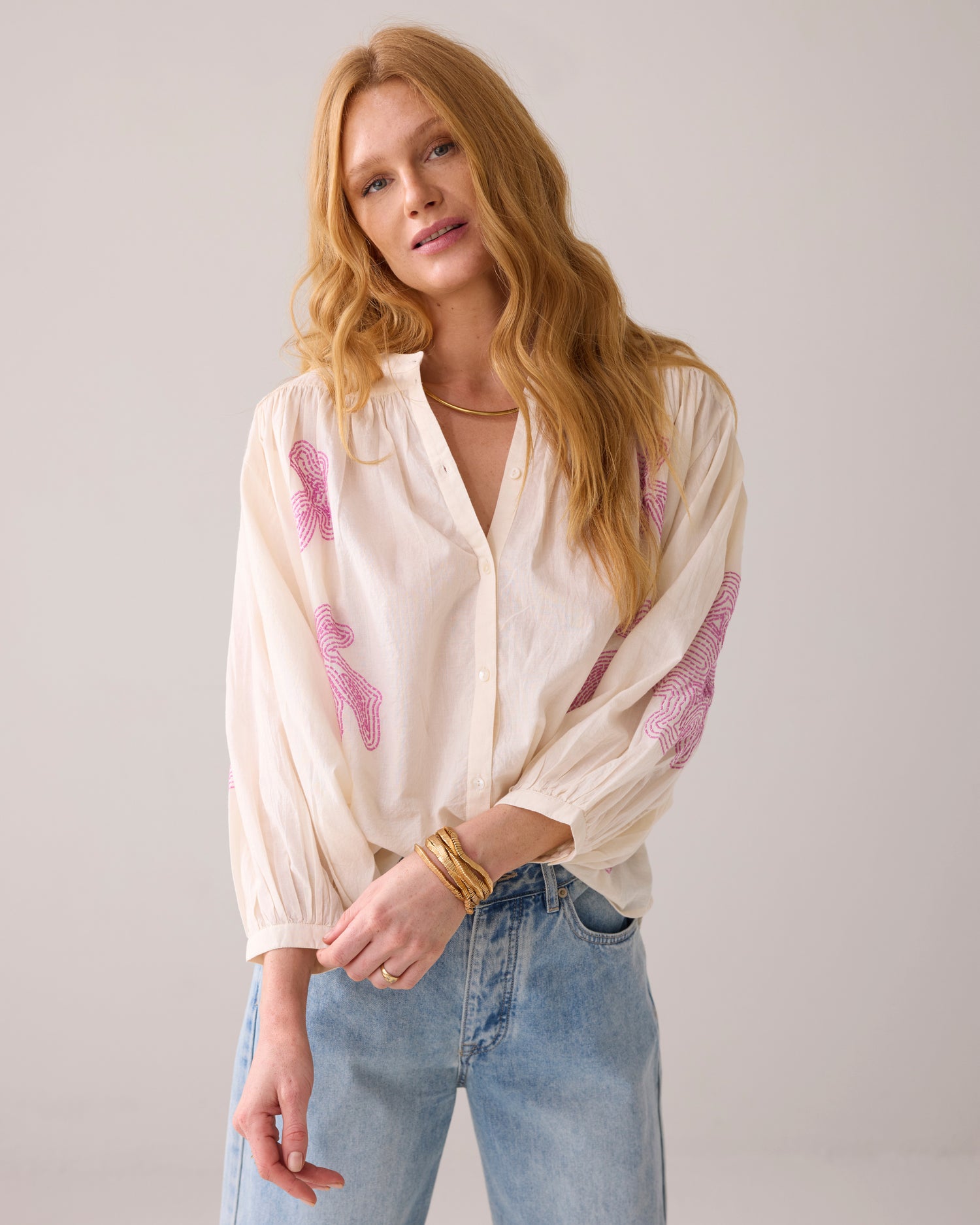Oversized cotton voile blouse