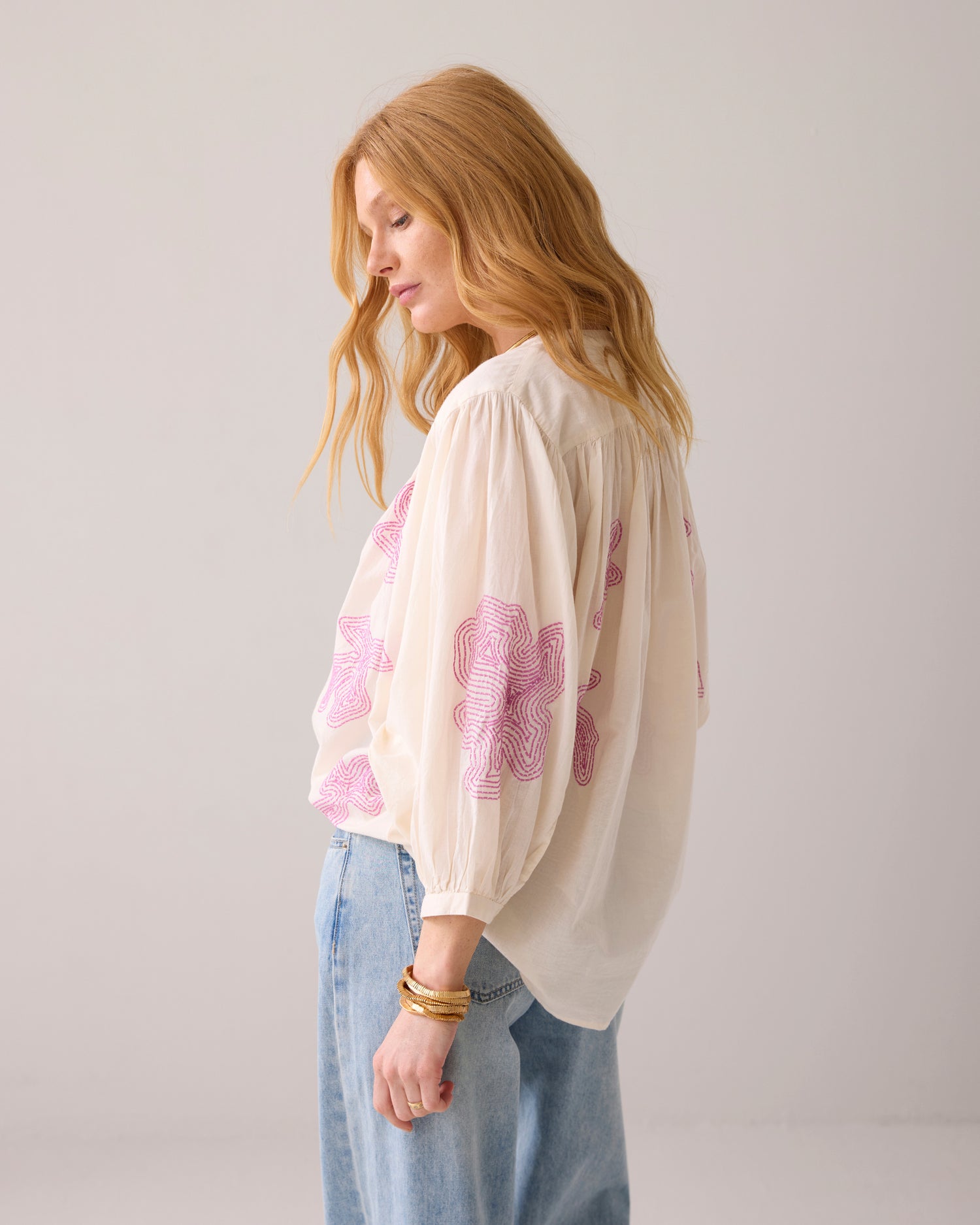 Oversized cotton voile blouse