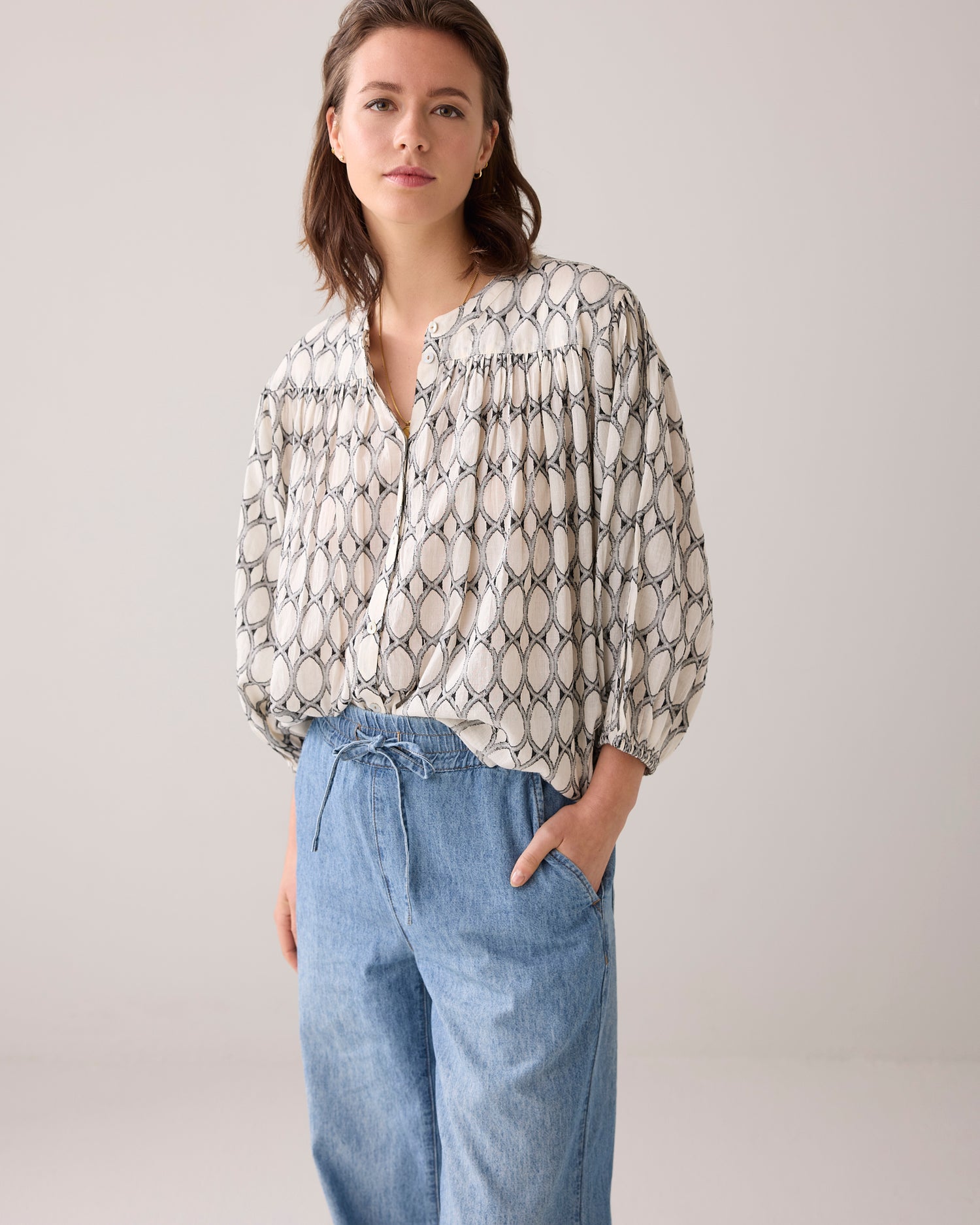 Oversized lurex blouse