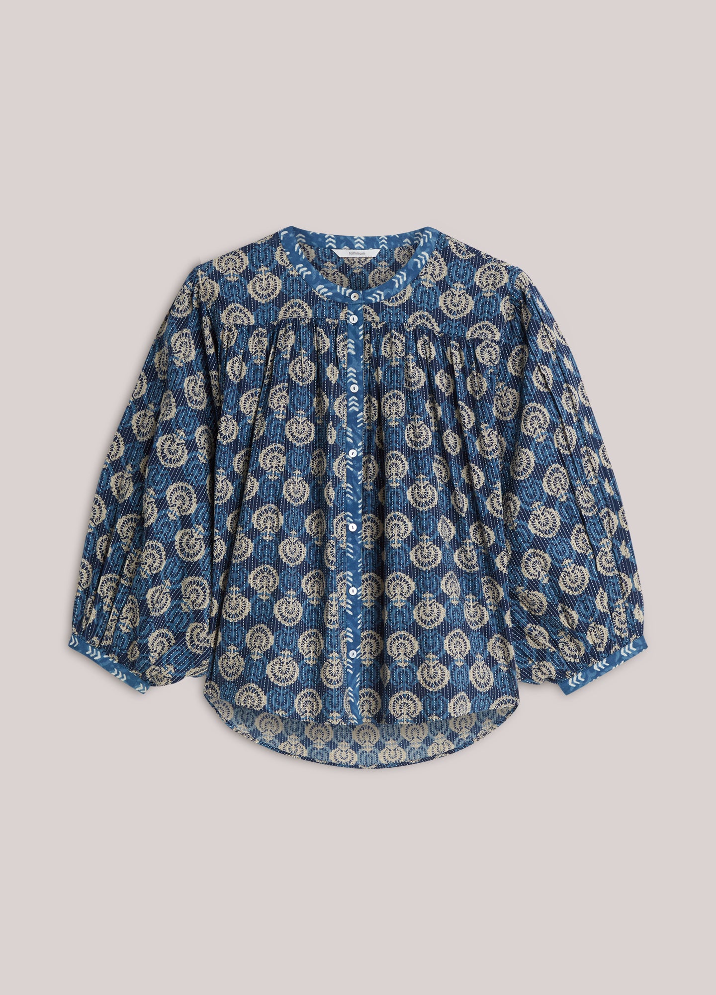 Blockprint-Bluse mit Fledermausärmel