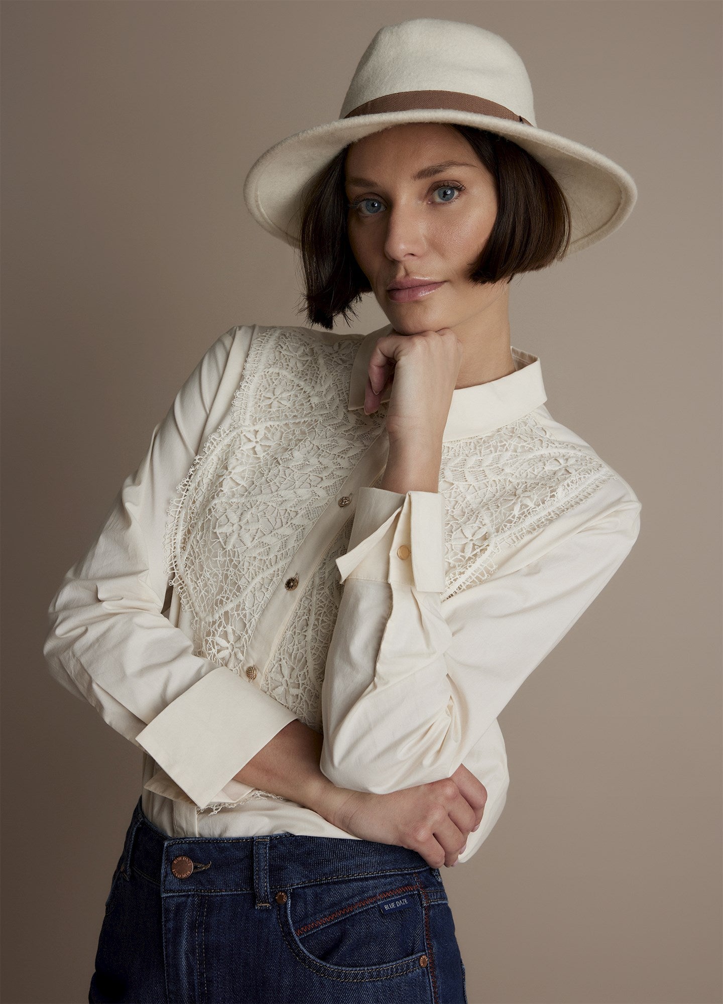 Classic blouse with lace