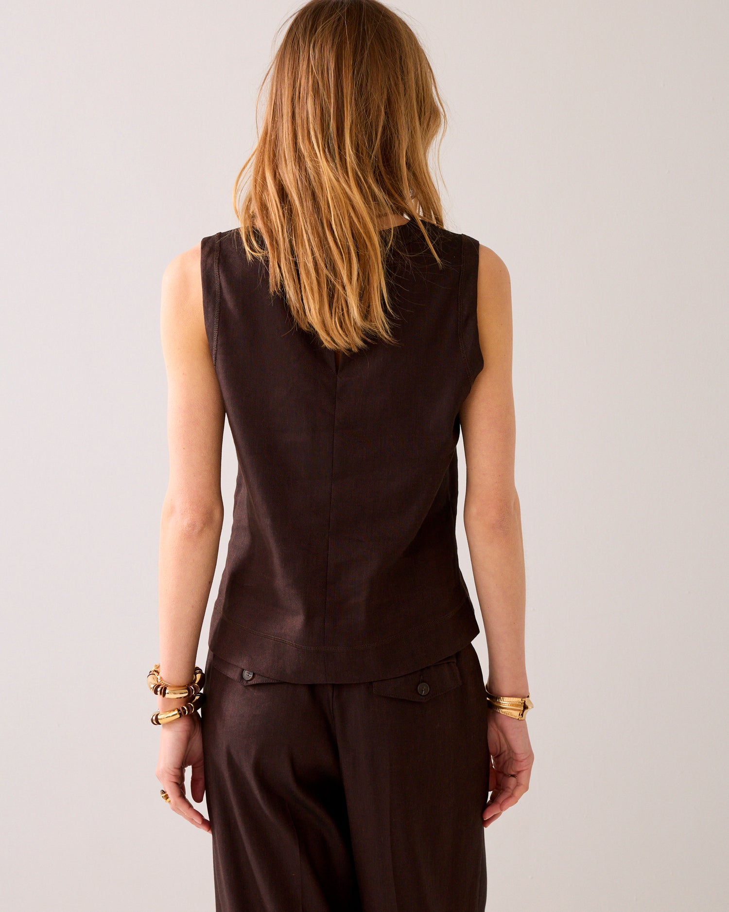 Top sans manches en lin mélangé